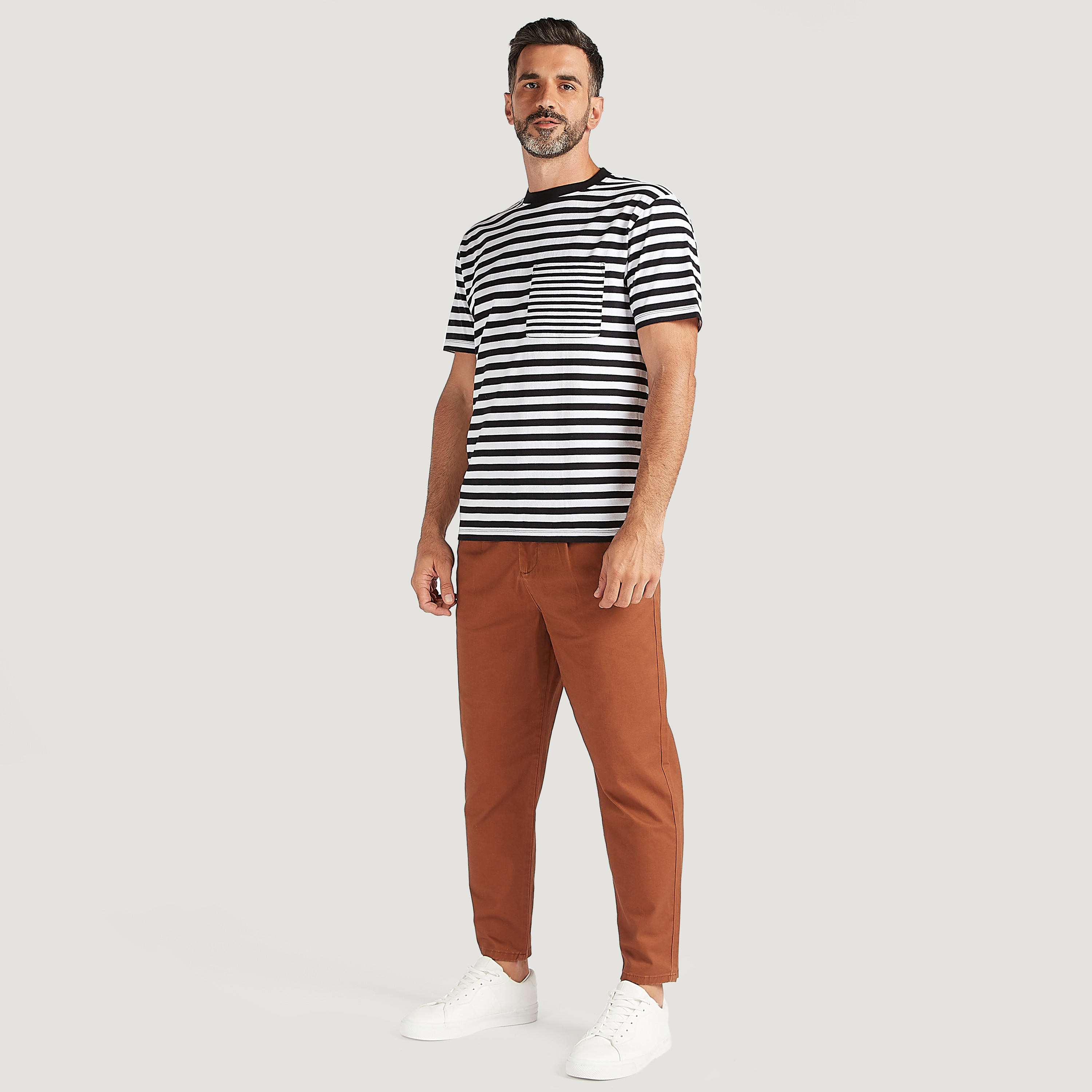 Striped T-shirt with Crew Neck and Short Sleeves-men-clothing-tshirtsandpolos-tshirts-image-2