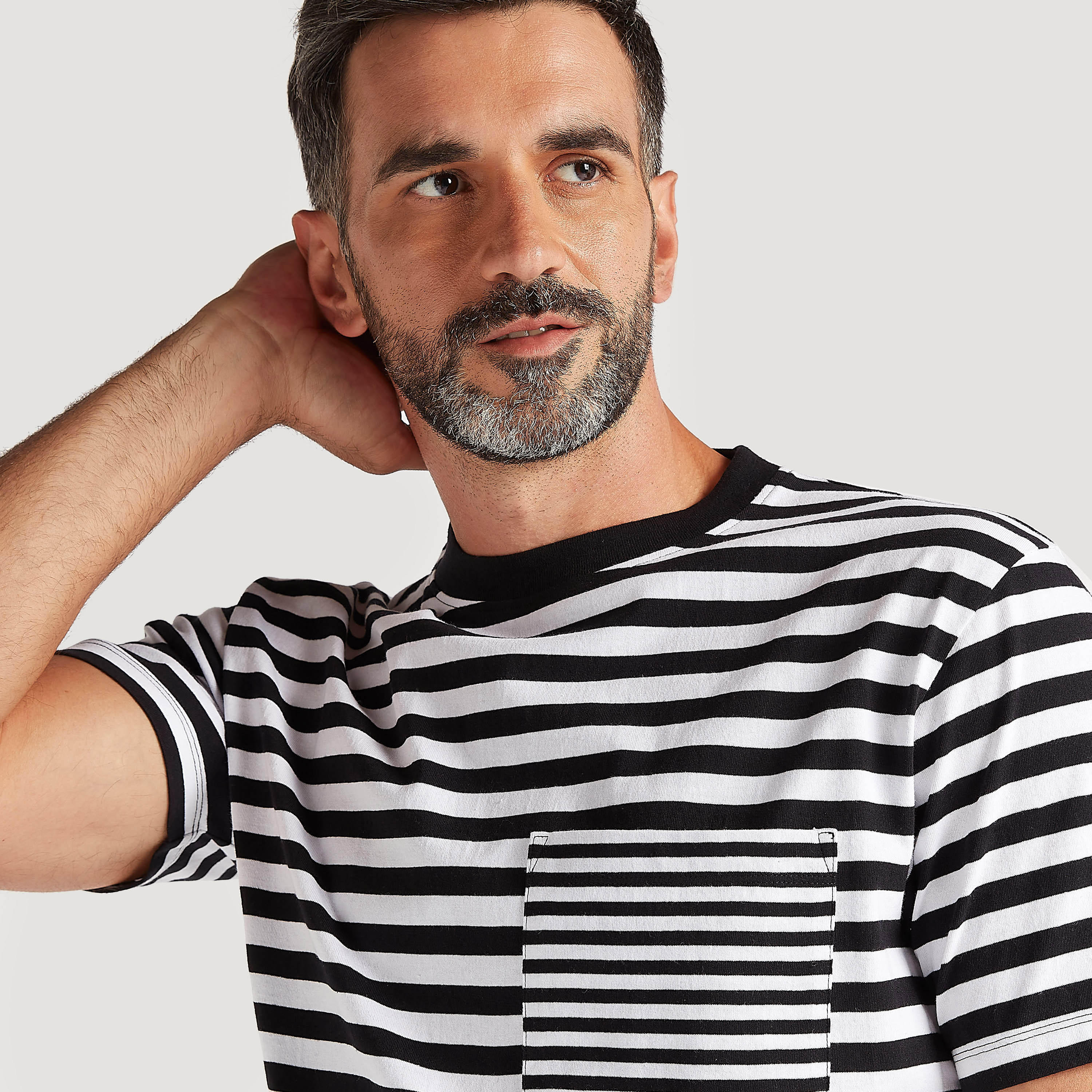 Striped T-shirt with Crew Neck and Short Sleeves-men-clothing-tshirtsandpolos-tshirts-image-3