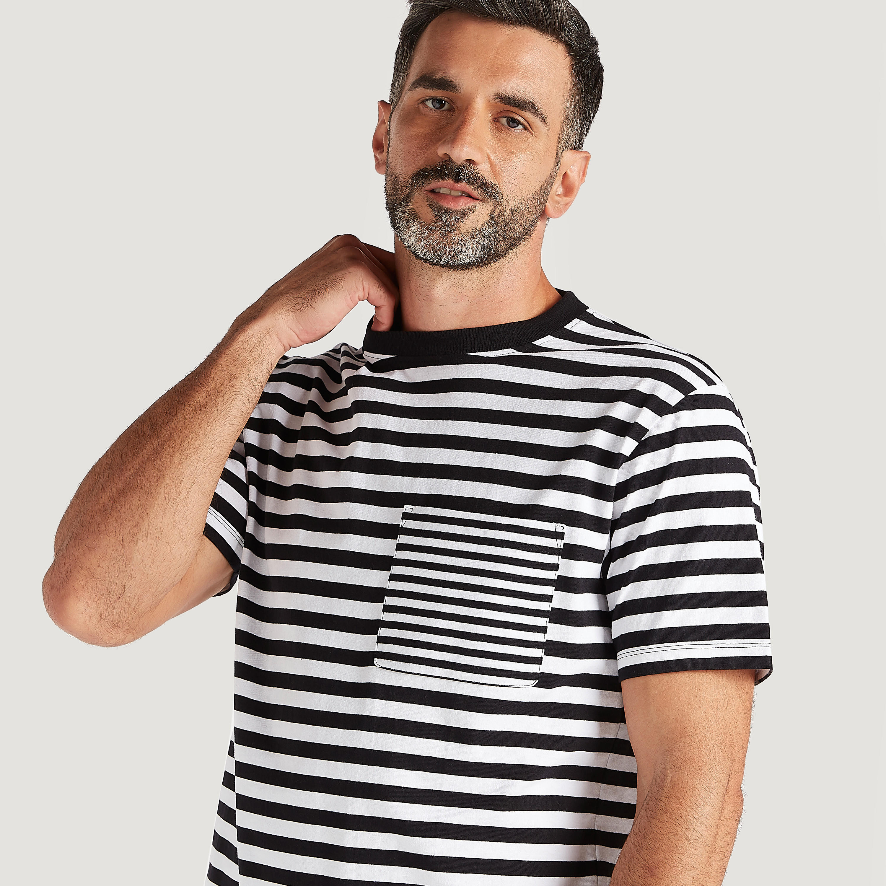 Striped T-shirt with Crew Neck and Short Sleeves-men-clothing-tshirtsandpolos-tshirts-image-5
