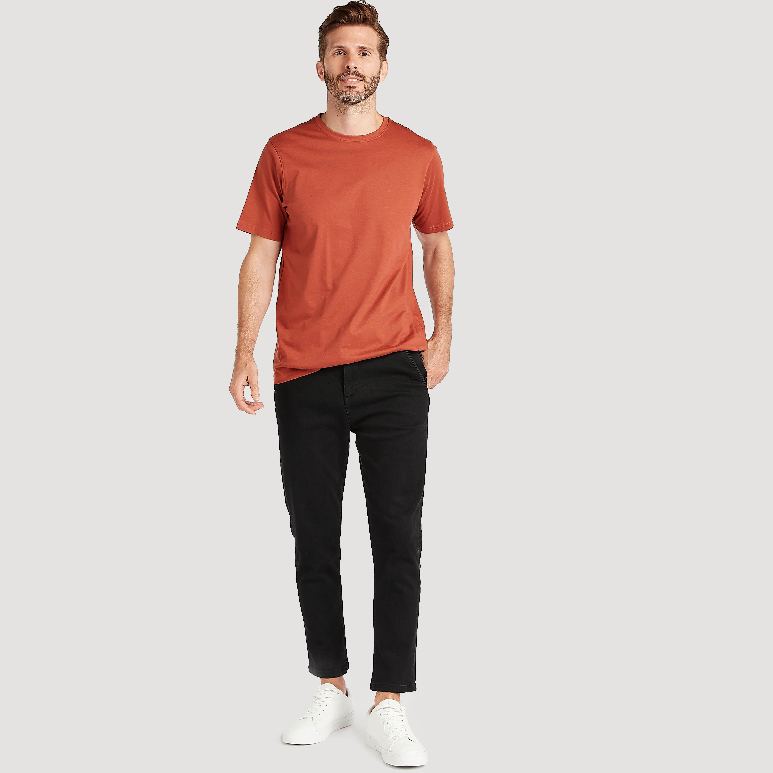 Solid Crew Neck T-shirt with Short Sleeves-men-clothing-tshirtsandpolos-tshirts-image-2