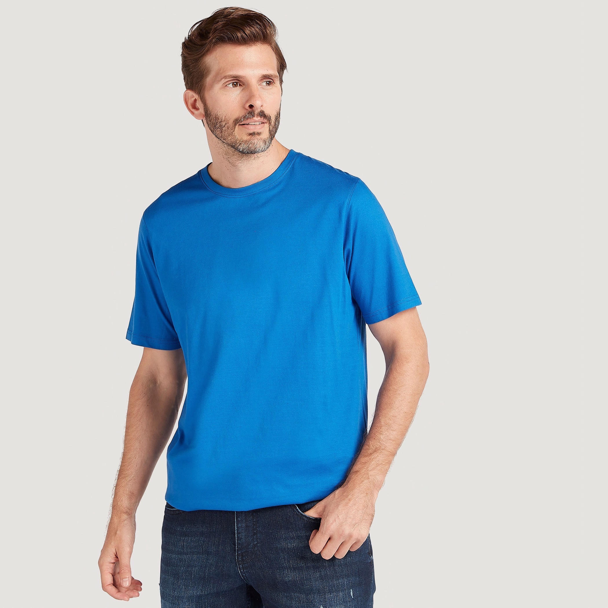 Solid Crew Neck T-shirt with Short Sleeves-men-clothing-tshirtsandpolos-tshirts-image-1
