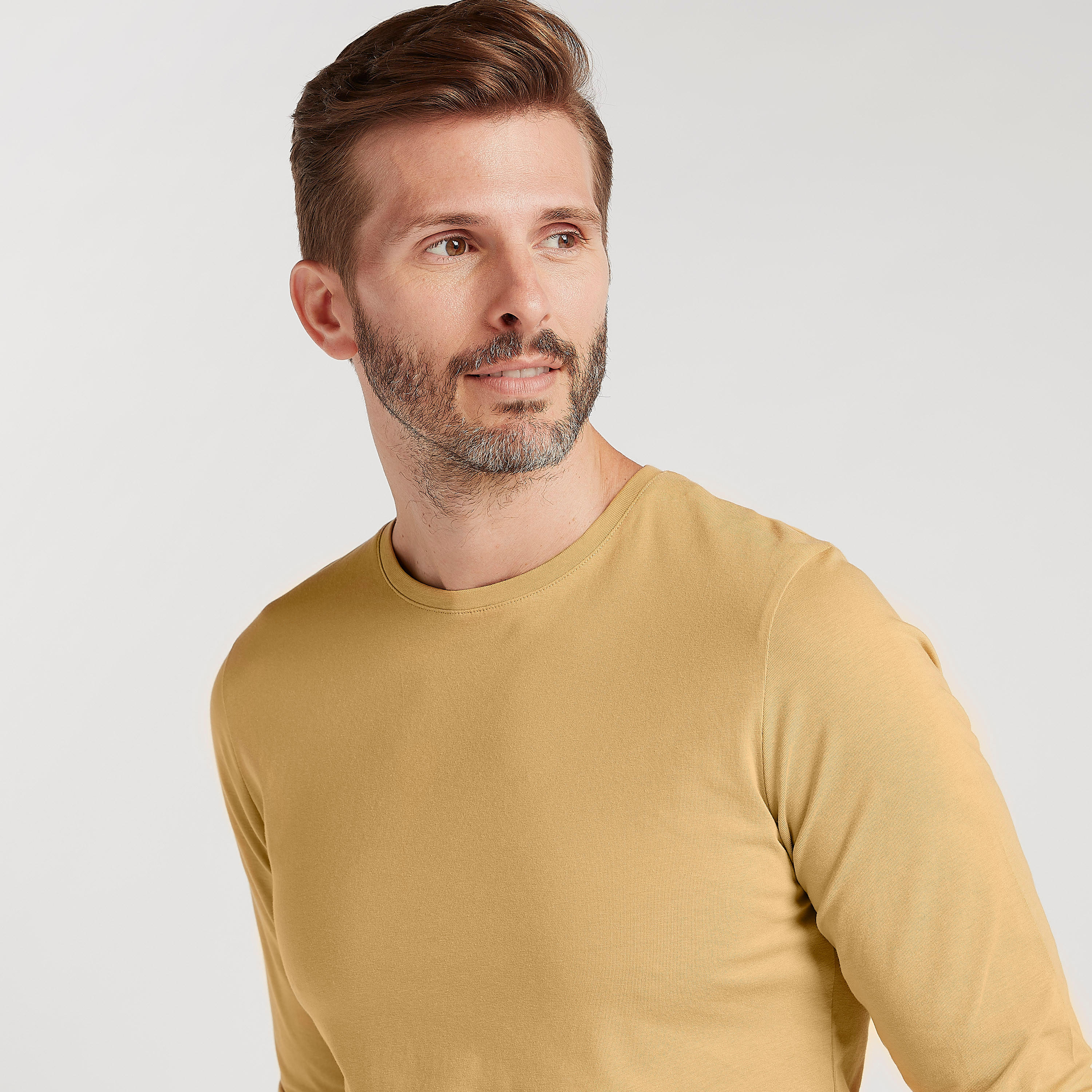 Solid T-shirt with Crew Neck and Long Sleeves-men-clothing-tshirtsandpolos-tshirts-image-3
