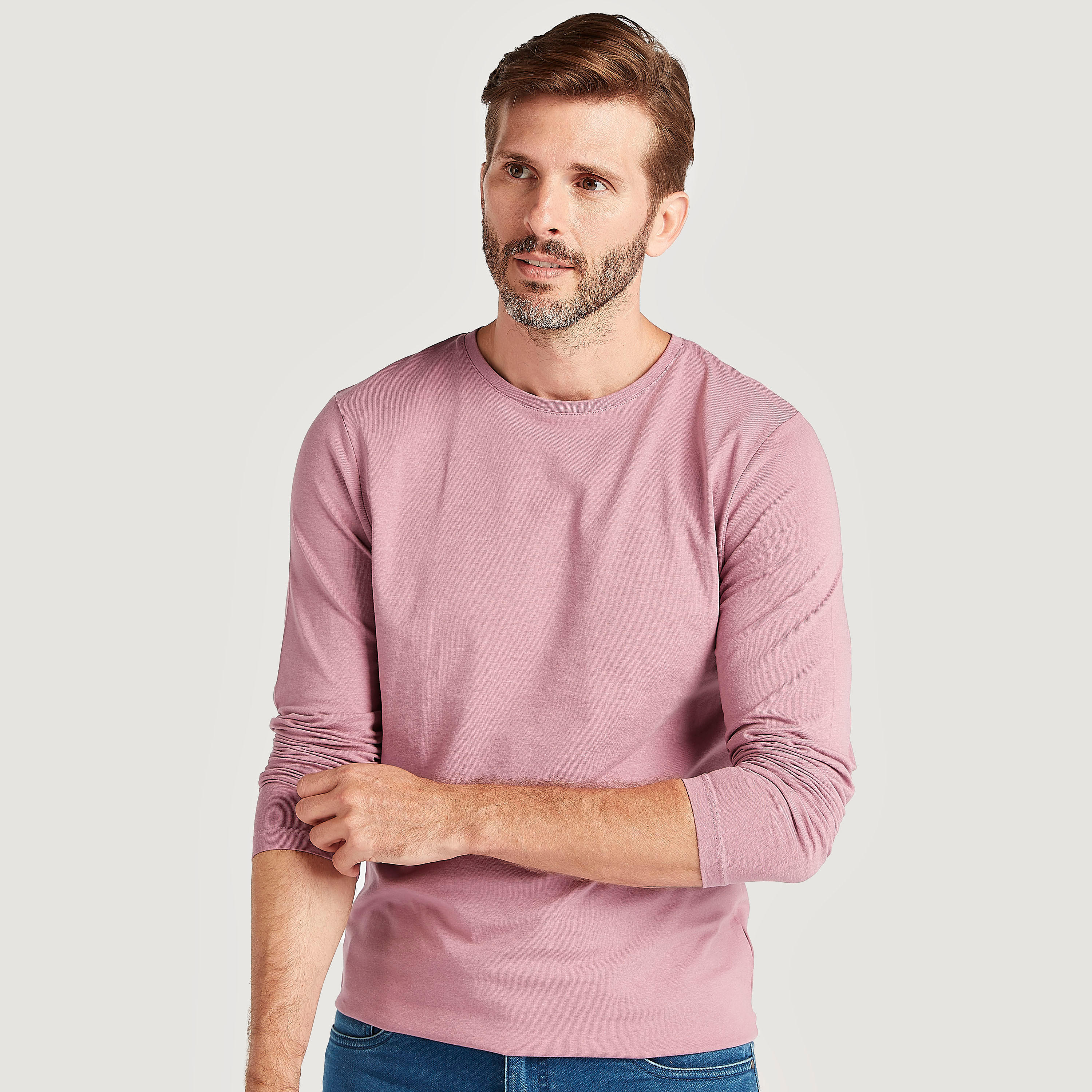 تيشيرت بارز الملمس بياقة ضيّقة وأكمام قصيرة-men-clothing-tshirtsandpolos-tshirts-image-4