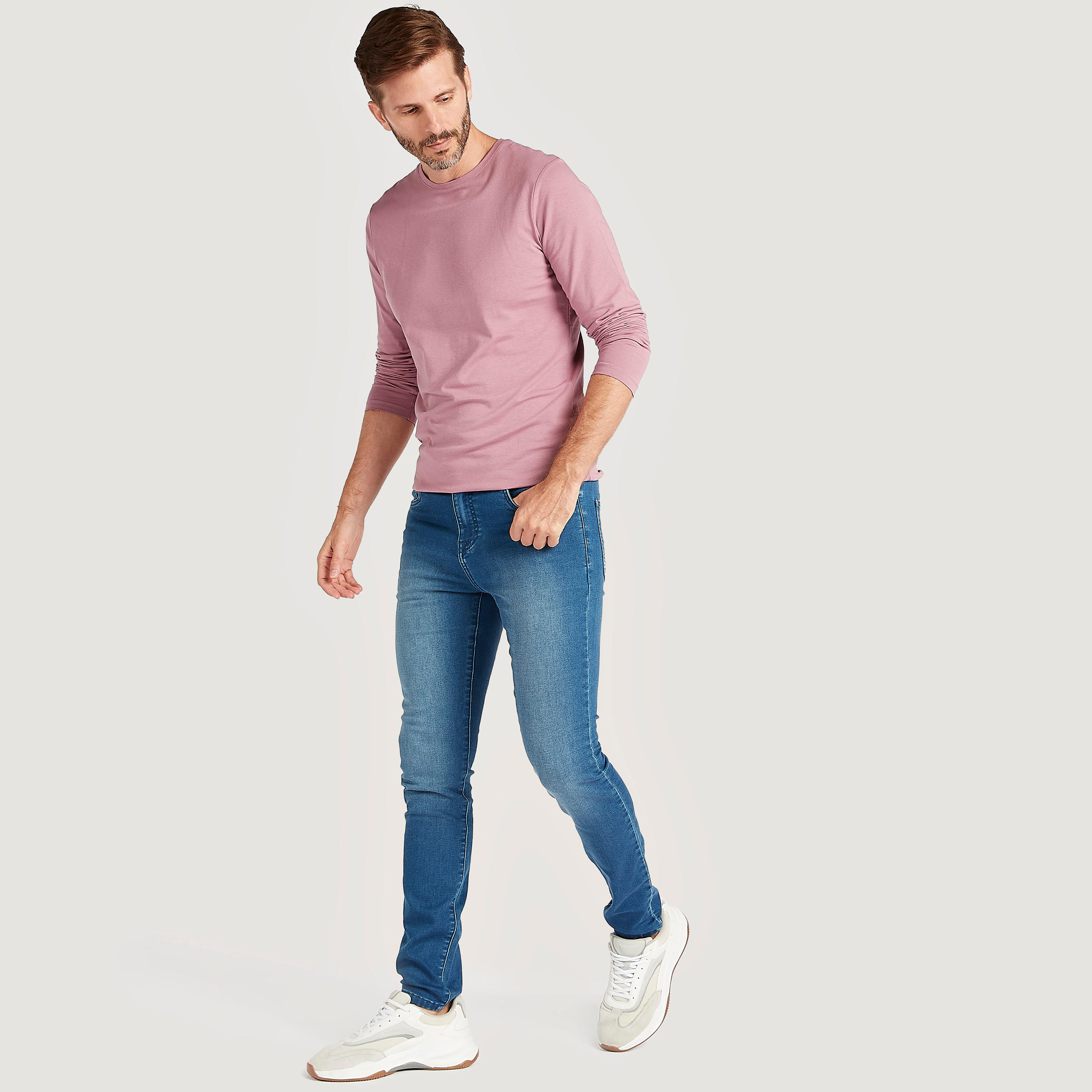 تيشيرت بارز الملمس بياقة ضيّقة وأكمام قصيرة-men-clothing-tshirtsandpolos-tshirts-image-3