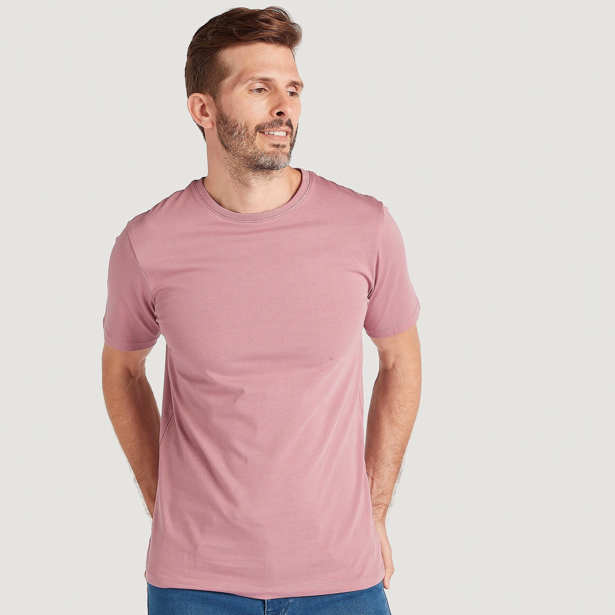 تيشيرت سادة بياقة ضيّقة وأكمام قصيرة-men-clothing-tshirtsandpolos-tshirts-image-2