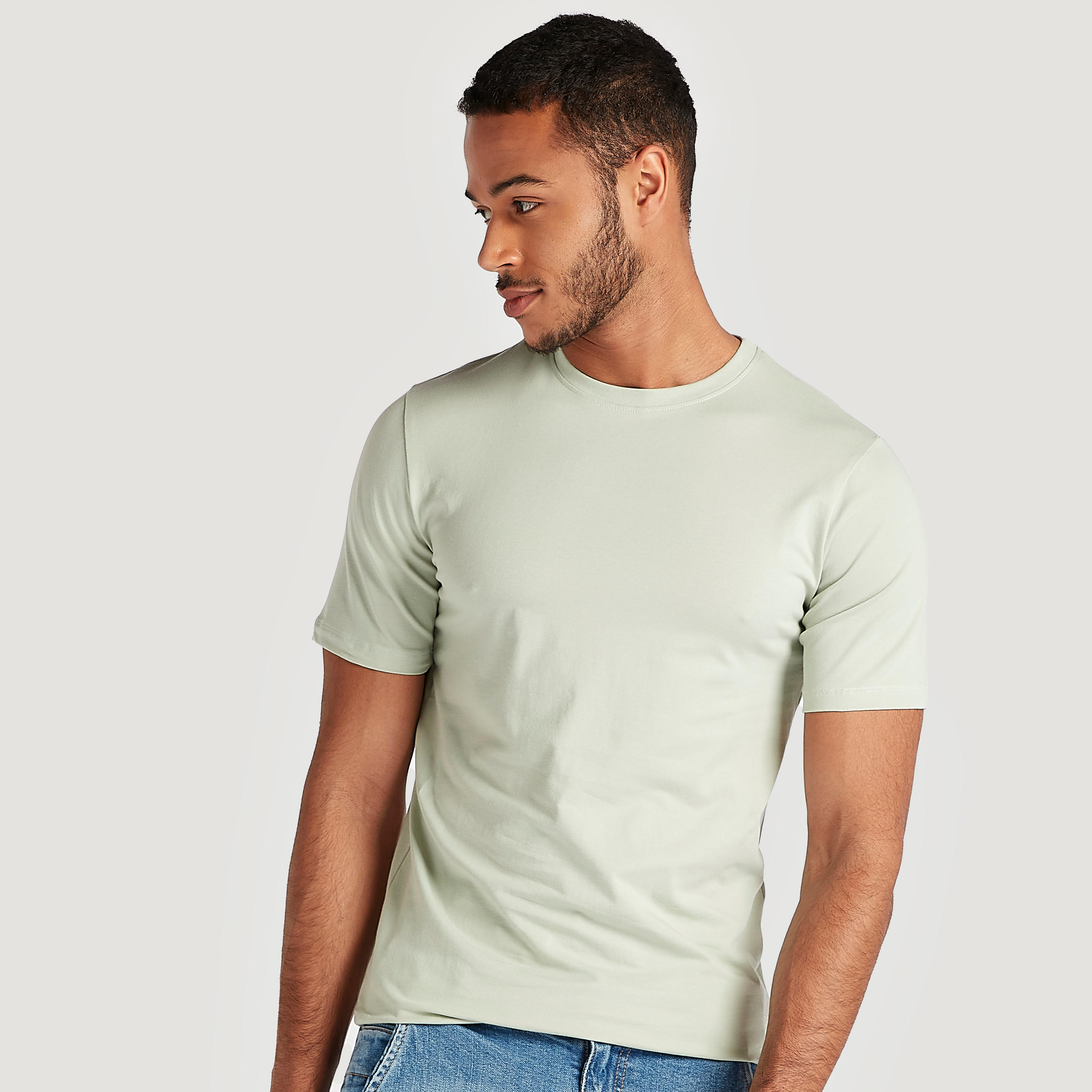 Solid Crew Neck T-shirt with Short Sleeves-men-clothing-tshirtsandpolos-tshirts-image-1