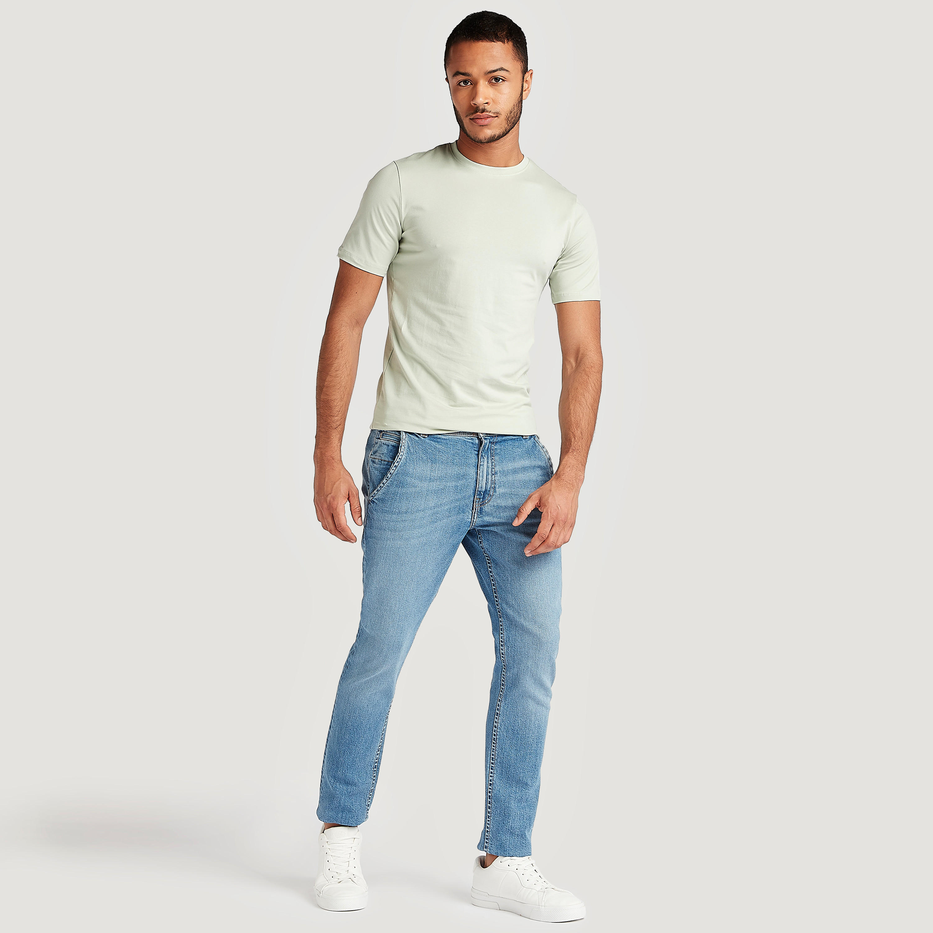 Solid Crew Neck T-shirt with Short Sleeves-men-clothing-tshirtsandpolos-tshirts-image-2