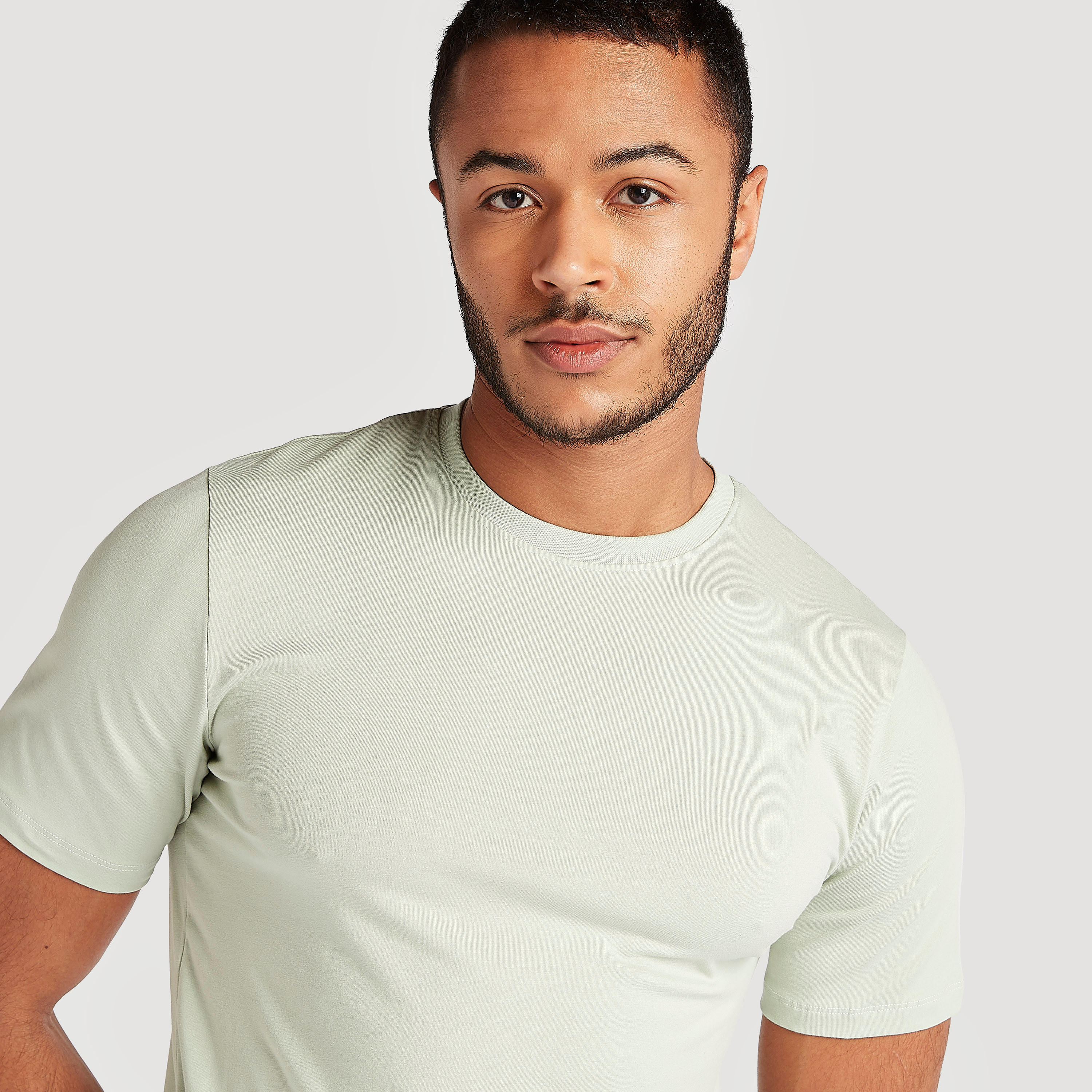 Solid Crew Neck T-shirt with Short Sleeves-men-clothing-tshirtsandpolos-tshirts-image-3