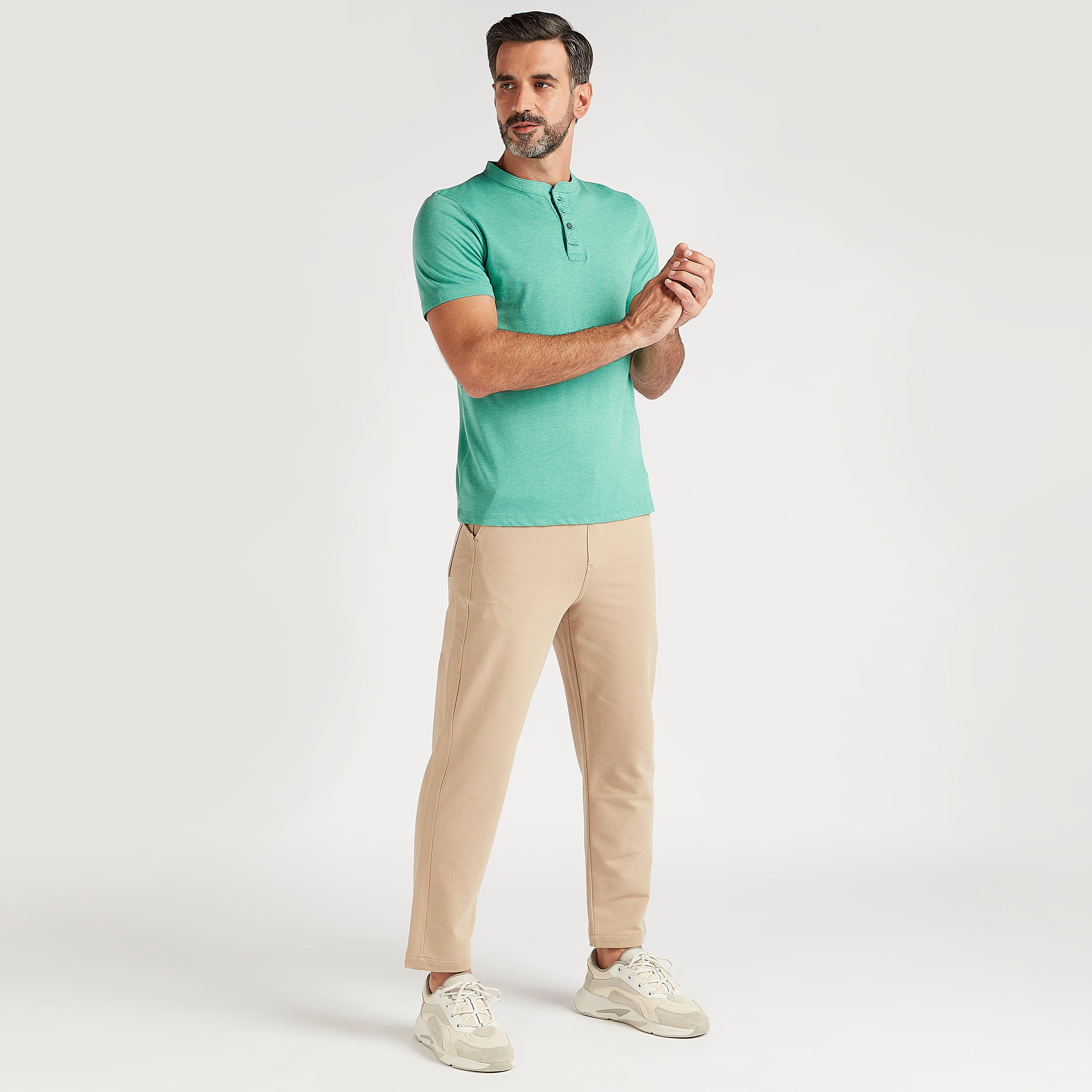 Solid Henley Neck T-shirt with Short Sleeves-men-clothing-tshirtsandpolos-tshirts-image-2