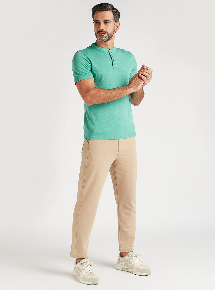 Solid Henley Neck T-shirt with Short Sleeves-men-clothing-tshirtsandpolos-tshirts-image-2