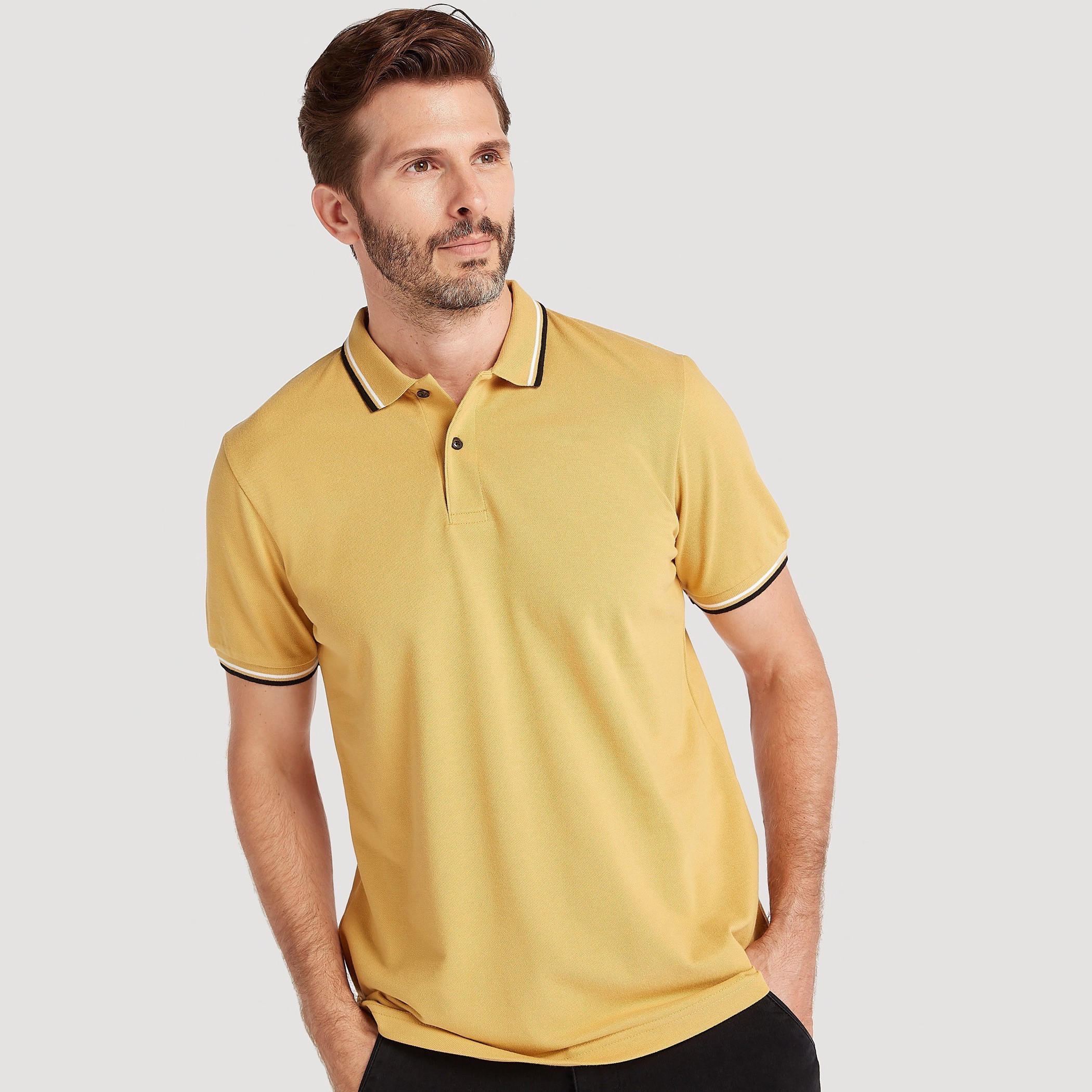 Solid Polo T-shirt with Collar and Short Sleeves-men-clothing-tshirtsandpolos-polos-image-5