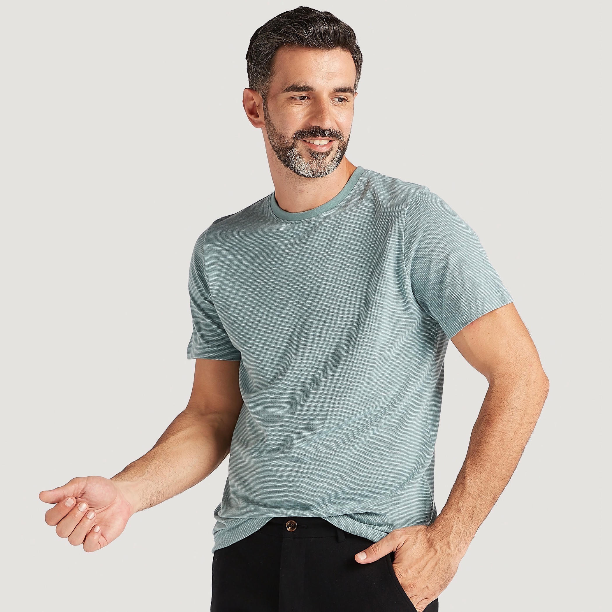Textured Crew Neck T-shirt with Short Sleeves-men-clothing-tshirtsandpolos-tshirts-image-1