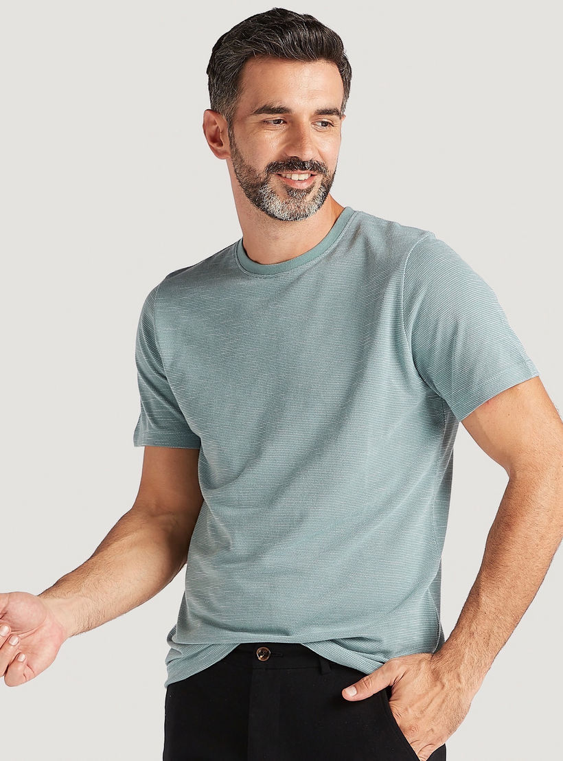 Textured Crew Neck T-shirt with Short Sleeves-men-clothing-tshirtsandpolos-tshirts-image-1
