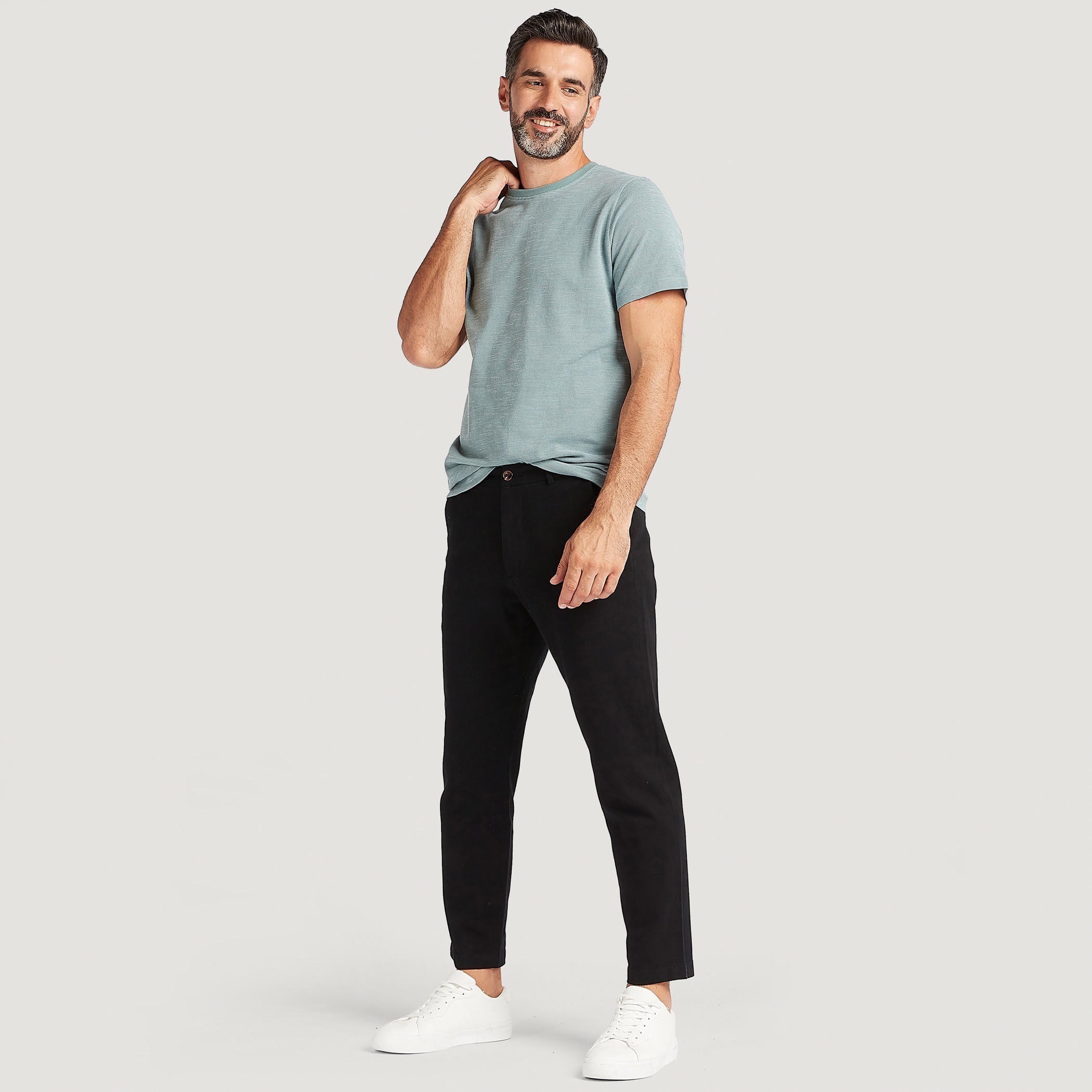 Textured Crew Neck T-shirt with Short Sleeves-men-clothing-tshirtsandpolos-tshirts-image-2
