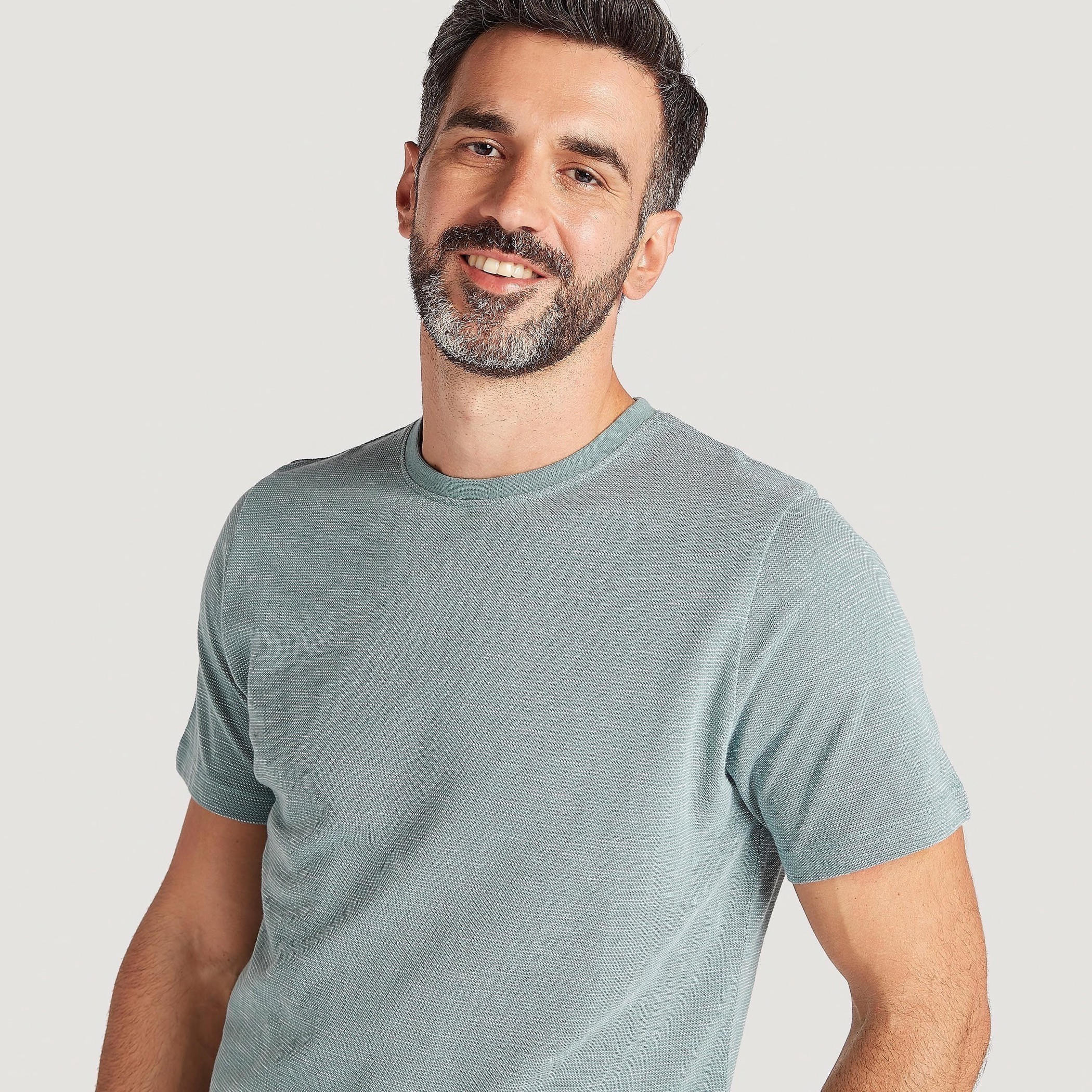Textured Crew Neck T-shirt with Short Sleeves-men-clothing-tshirtsandpolos-tshirts-image-3