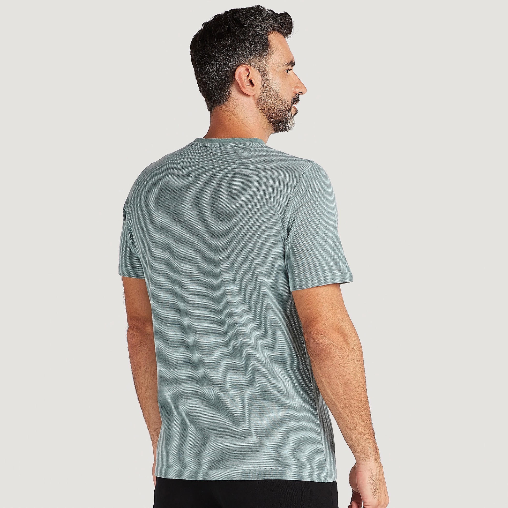Textured Crew Neck T-shirt with Short Sleeves-men-clothing-tshirtsandpolos-tshirts-image-4