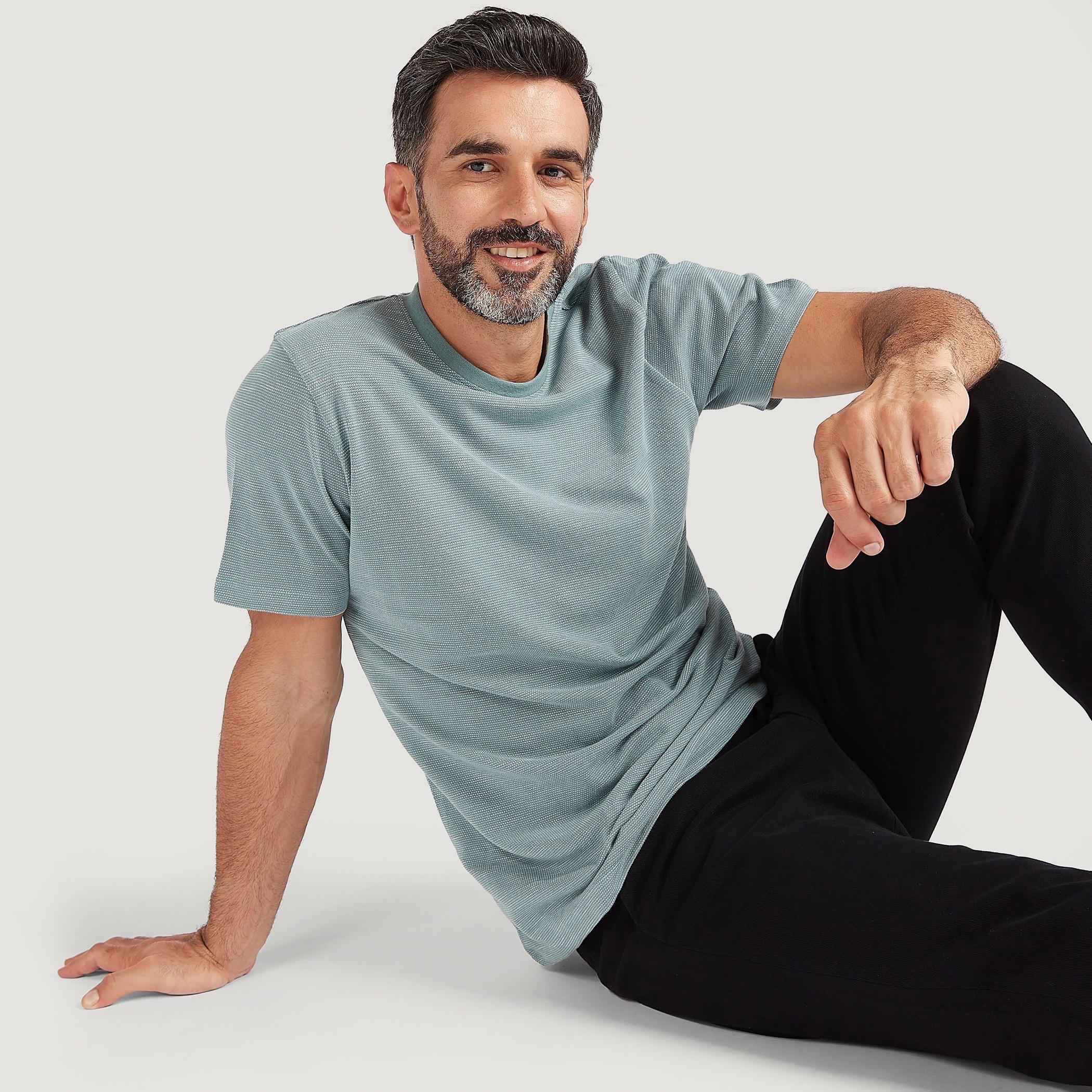 Textured Crew Neck T-shirt with Short Sleeves-men-clothing-tshirtsandpolos-tshirts-image-5
