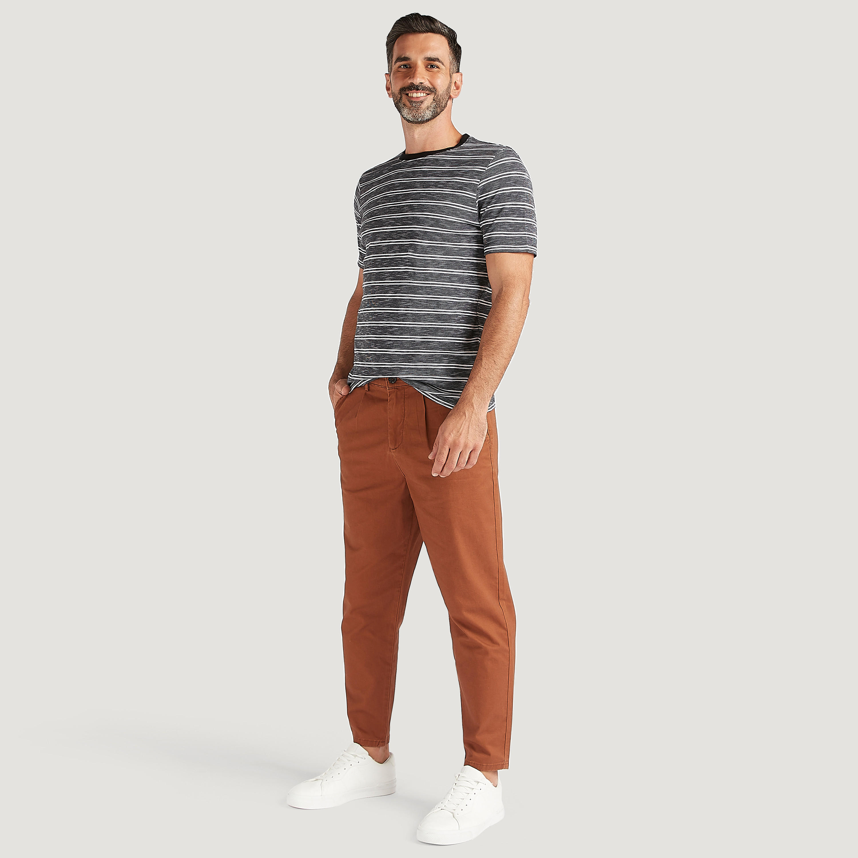 Striped T-shirt with Crew Neck and Short Sleeves-men-clothing-tshirtsandpolos-tshirts-image-2
