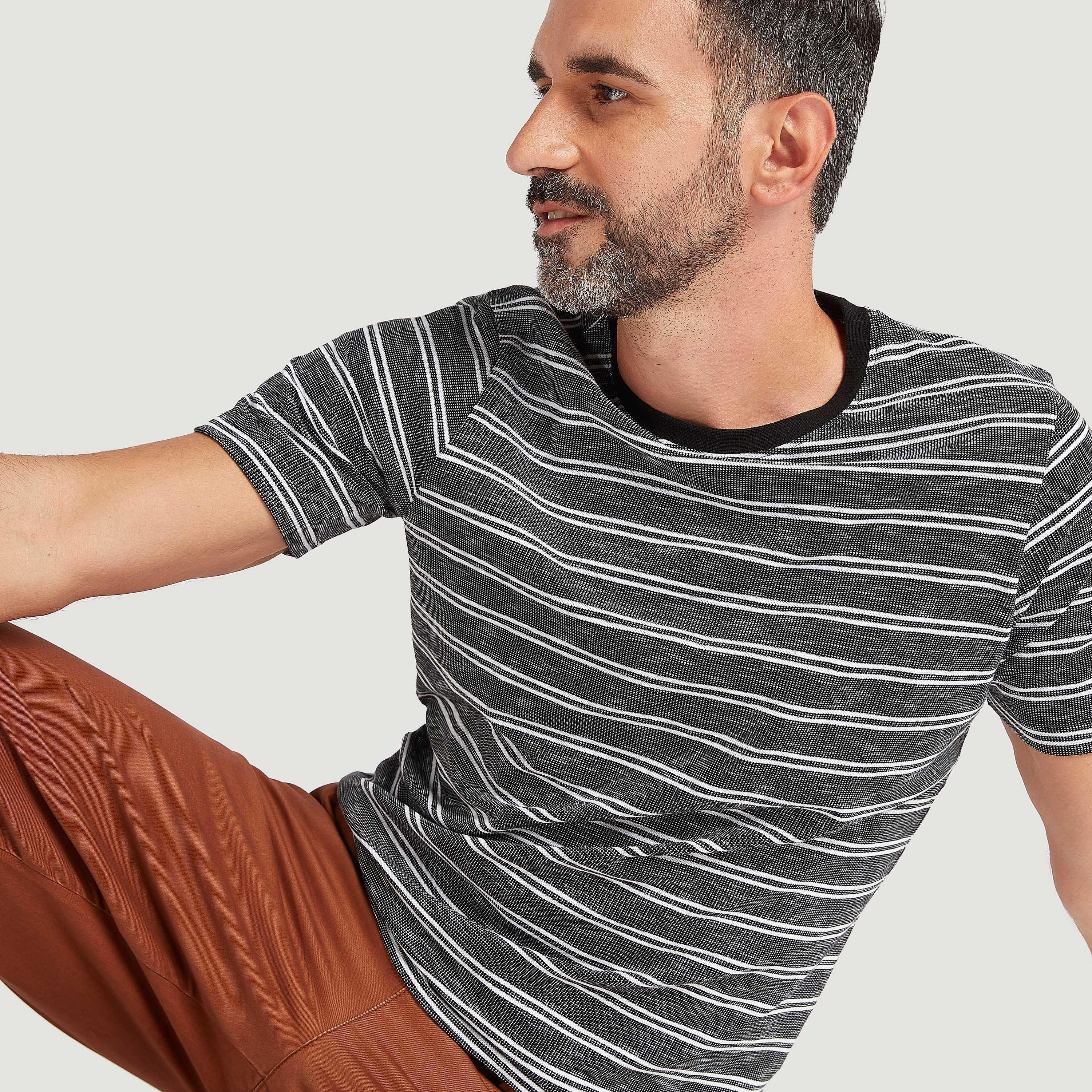 Striped T-shirt with Crew Neck and Short Sleeves-men-clothing-tshirtsandpolos-tshirts-image-5