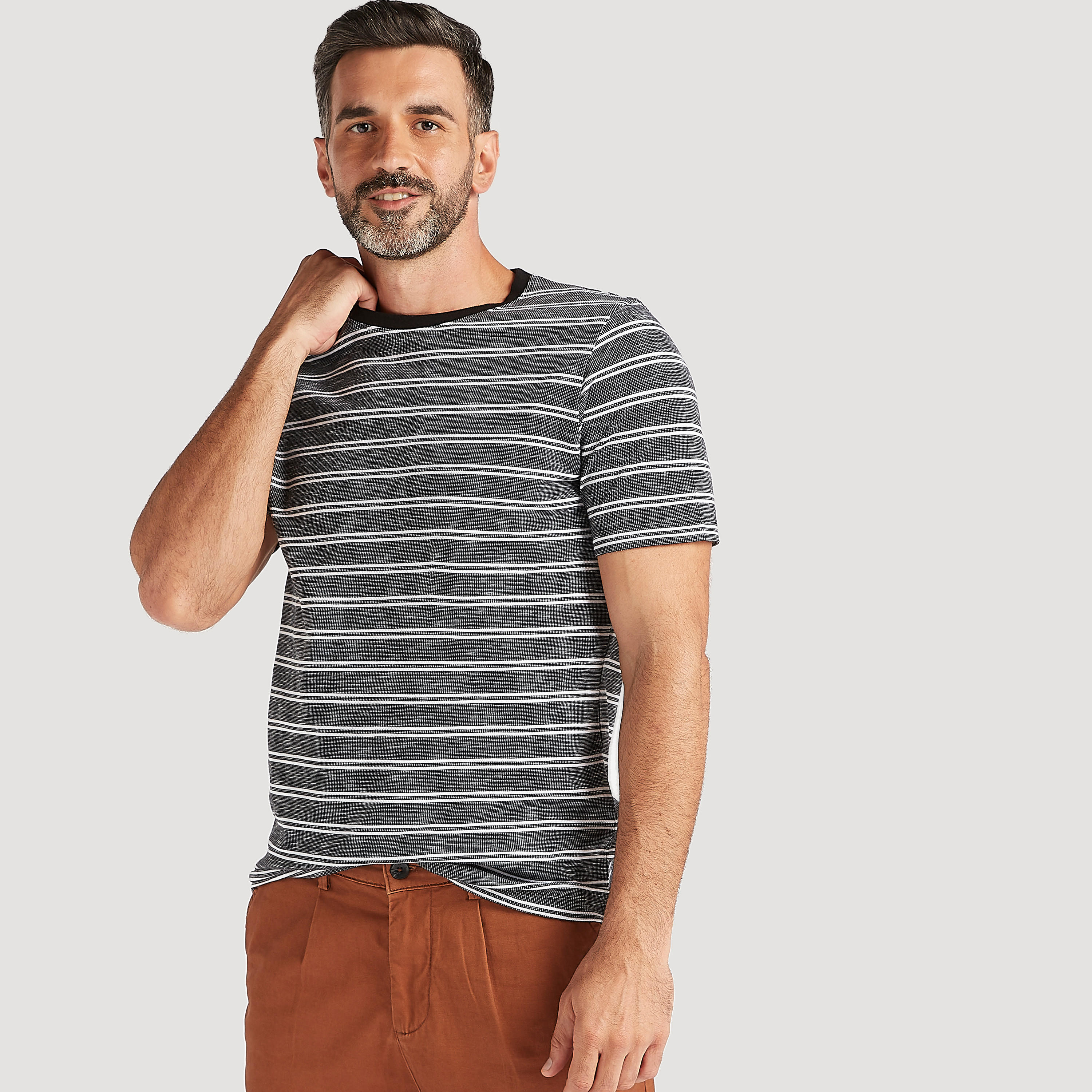 Striped T-shirt with Crew Neck and Short Sleeves-men-clothing-tshirtsandpolos-tshirts-image-6