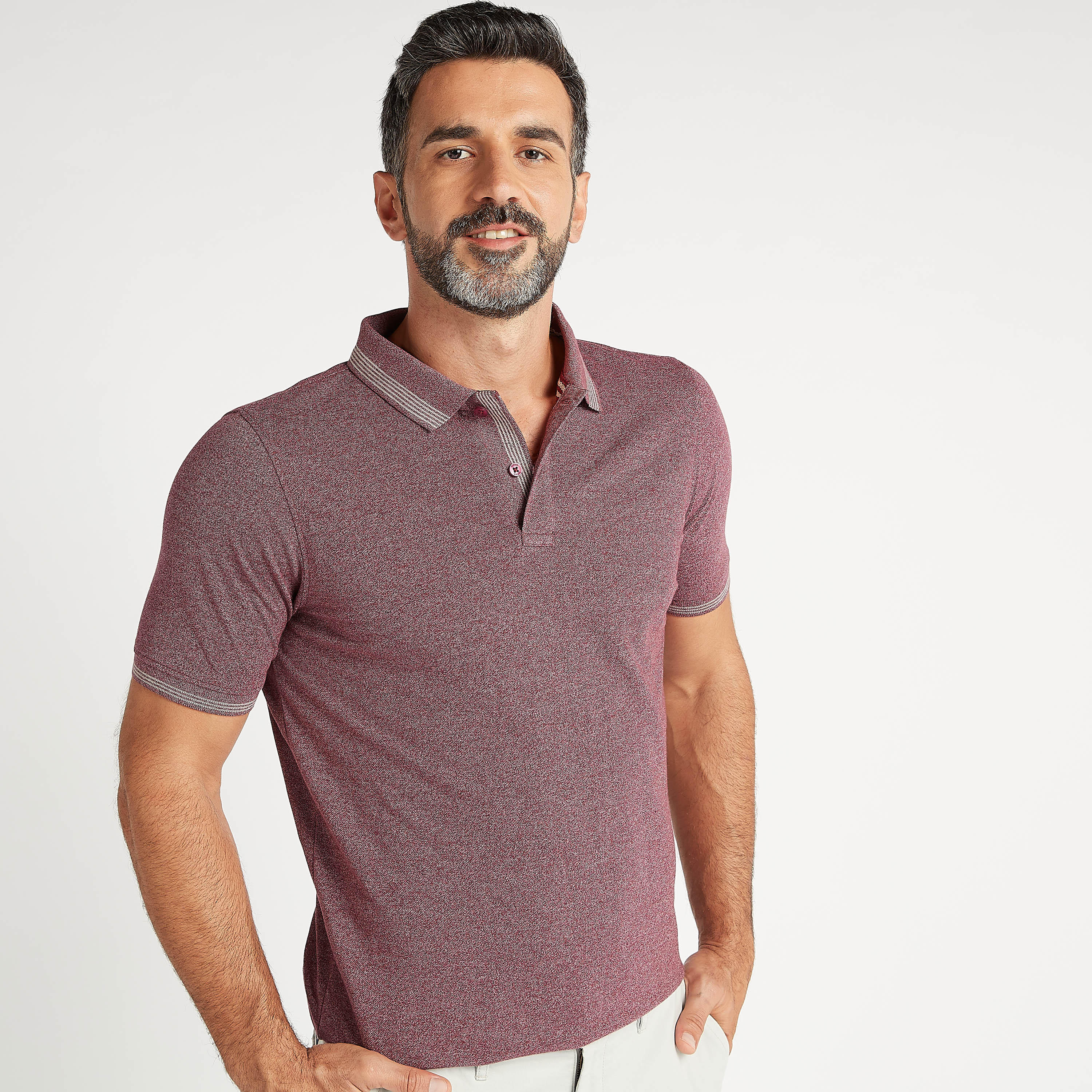 Textured Polo T-shirt with Short Sleeves-men-clothing-tshirtsandpolos-polos-image-1