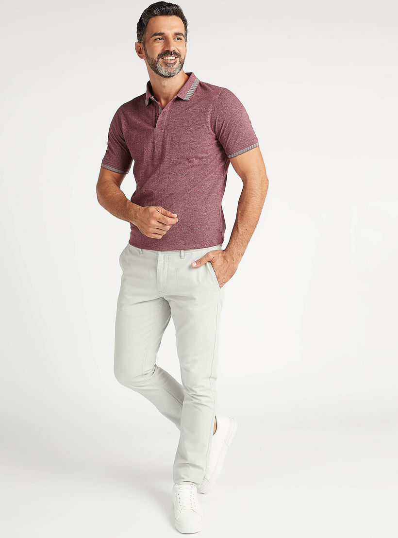 Textured Polo T-shirt with Short Sleeves-men-clothing-tshirtsandpolos-polos-image-2