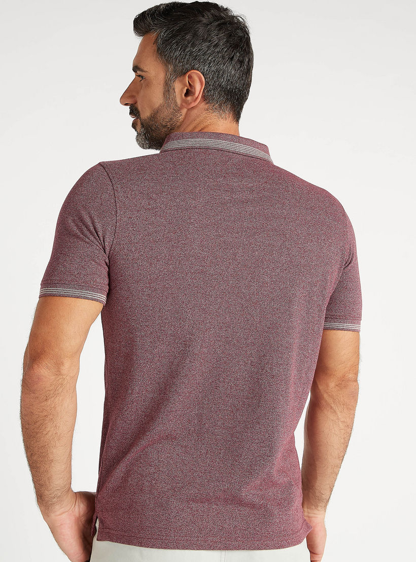 Textured Polo T-shirt with Short Sleeves-men-clothing-tshirtsandpolos-polos-image-4