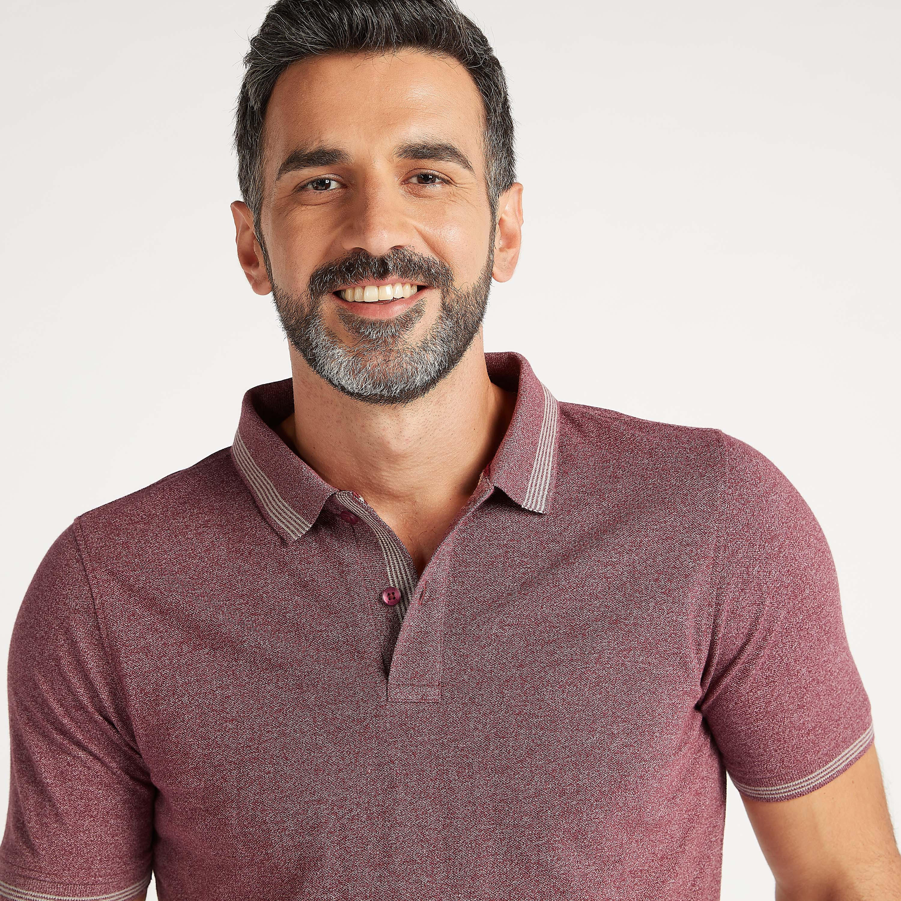 Textured Polo T-shirt with Short Sleeves-men-clothing-tshirtsandpolos-polos-image-5