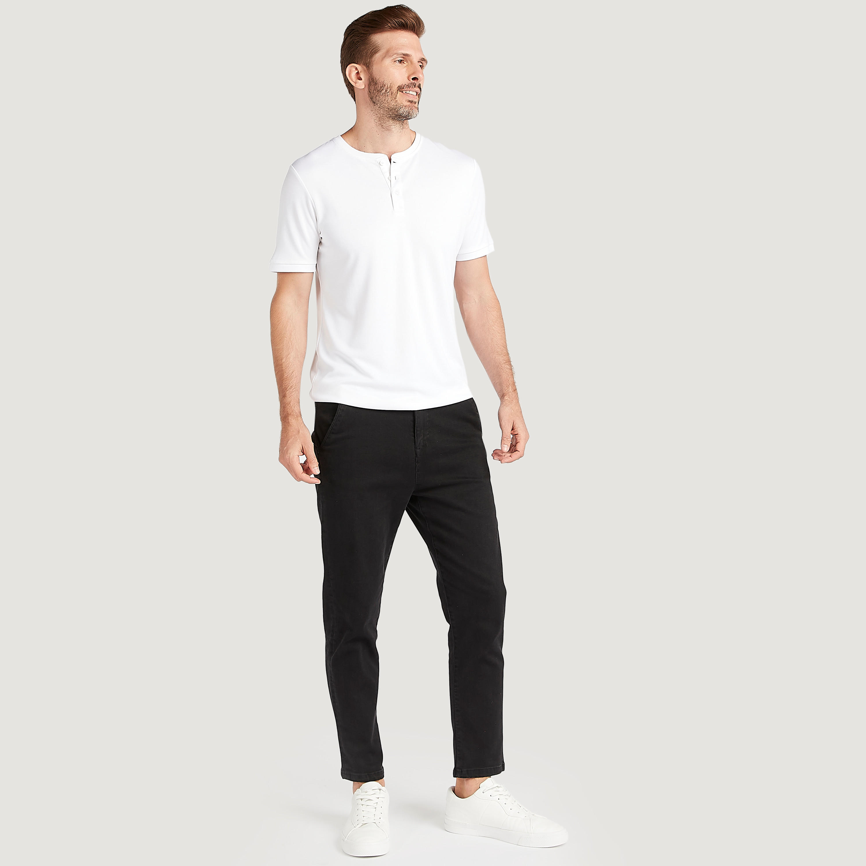 Solid Henley Neck T-shirt with Short Sleeves-men-clothing-tshirtsandpolos-tshirts-image-2