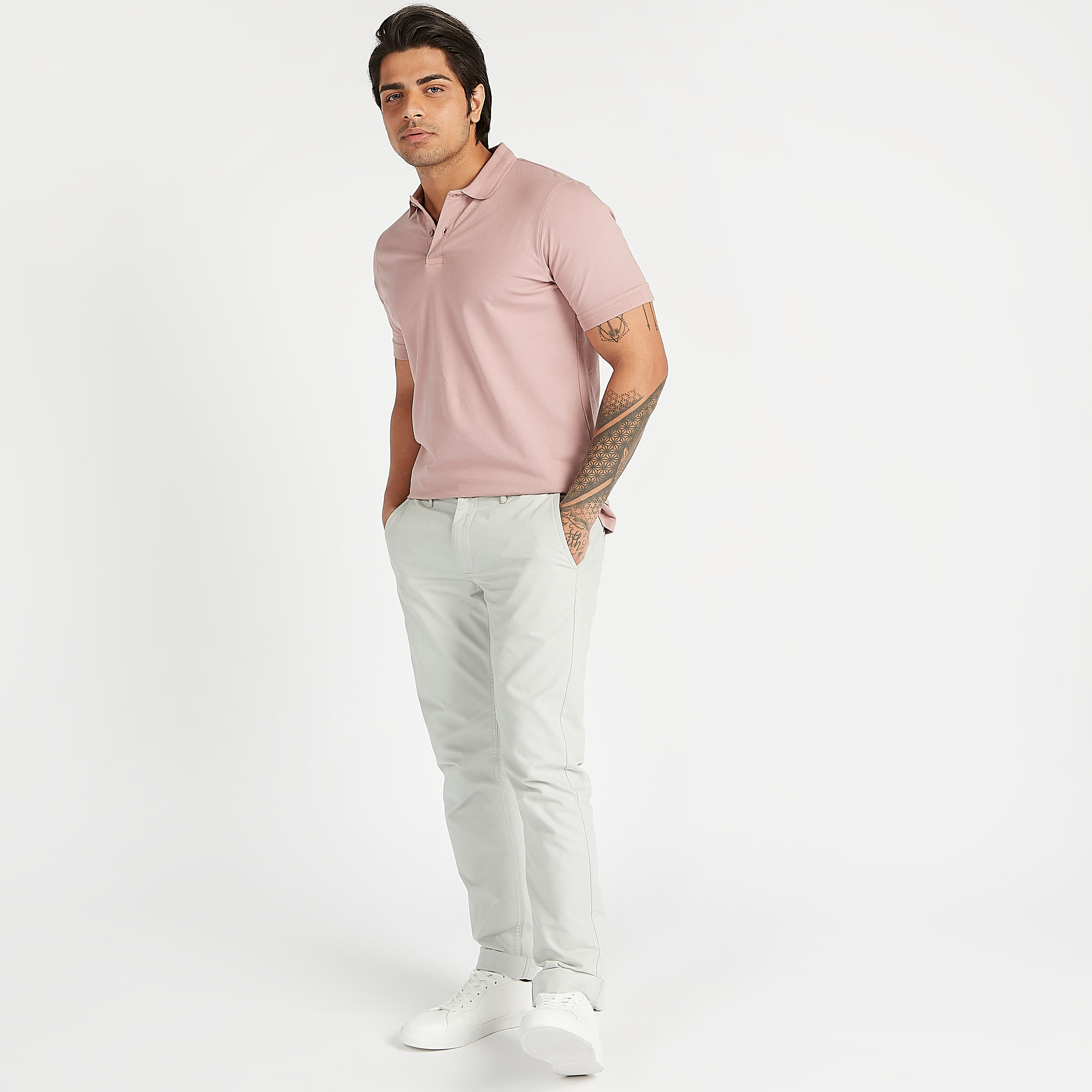 Solid Polo T-shirt with Short Sleeves-men-clothing-tshirtsandpolos-polos-image-2