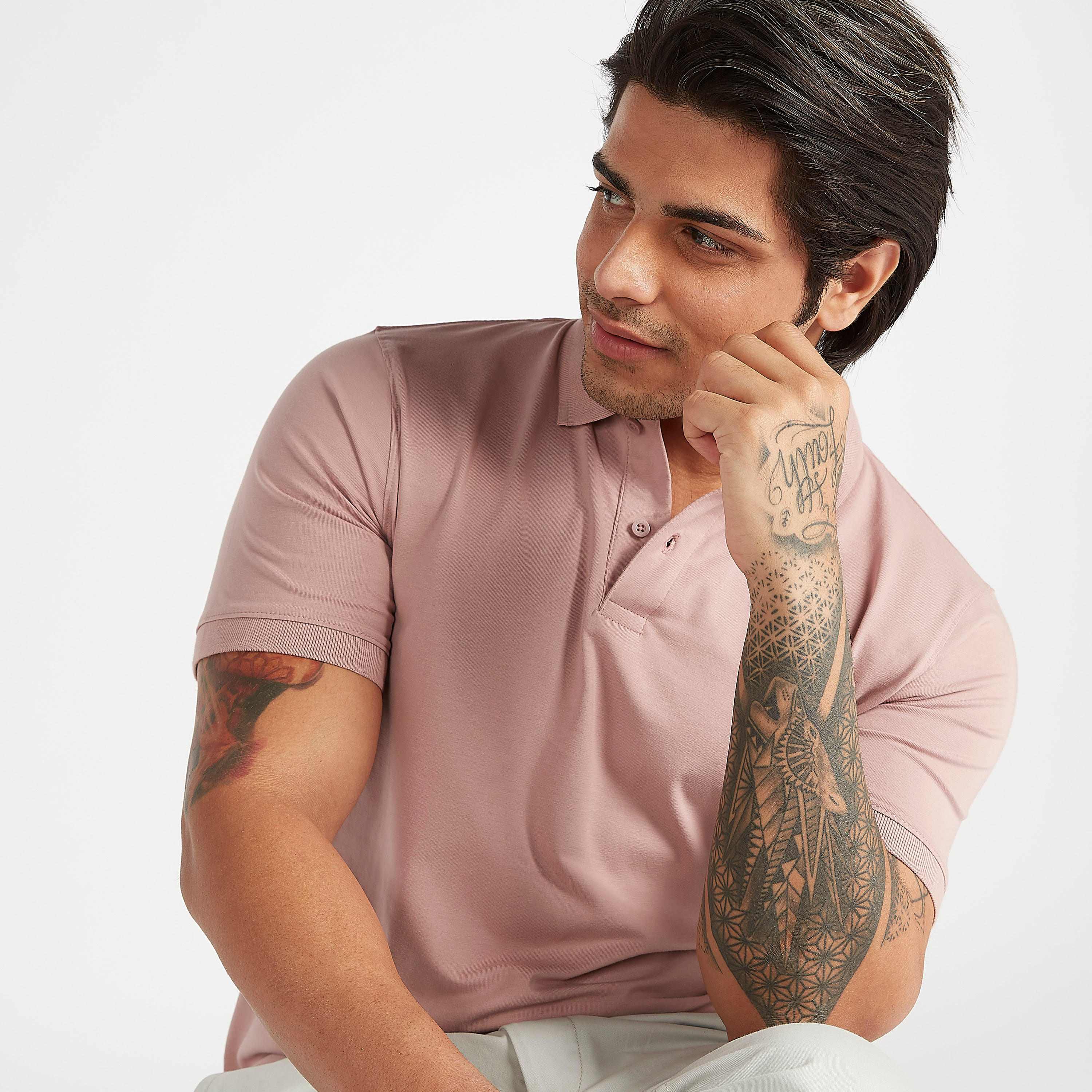 Solid Polo T-shirt with Short Sleeves-men-clothing-tshirtsandpolos-polos-image-5