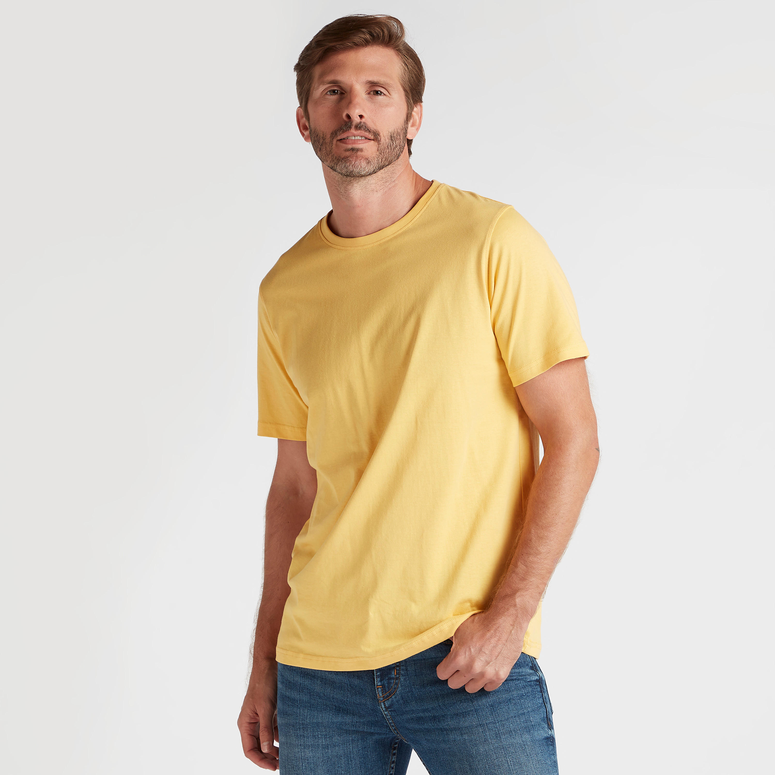 تيشيرت سادة بياقة ضيّقة وأكمام قصيرة-men-clothing-tshirtsandpolos-tshirts-image-1