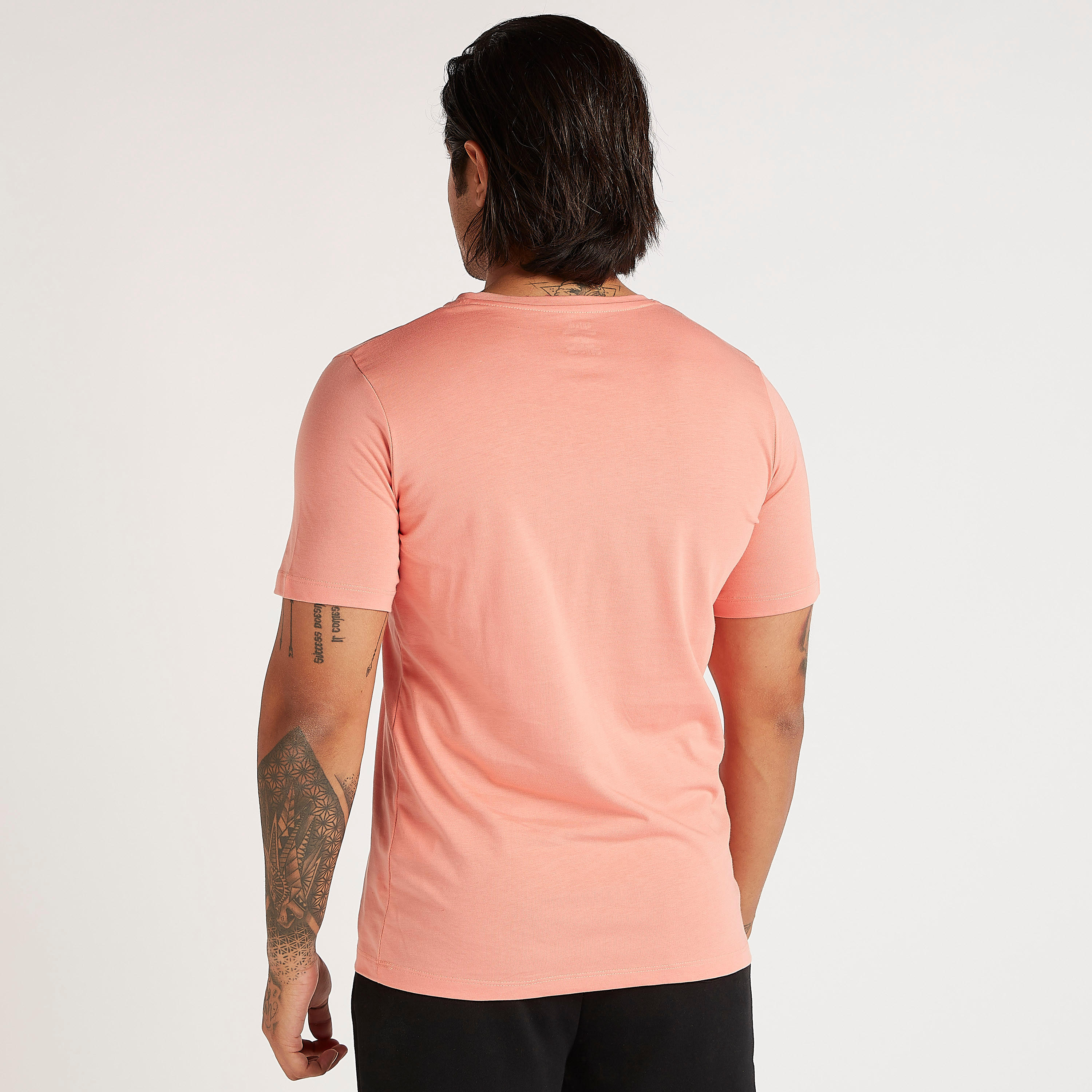 Solid V-neck T-shirt with Short Sleeves-men-clothing-tshirtsandpolos-tshirts-image-4