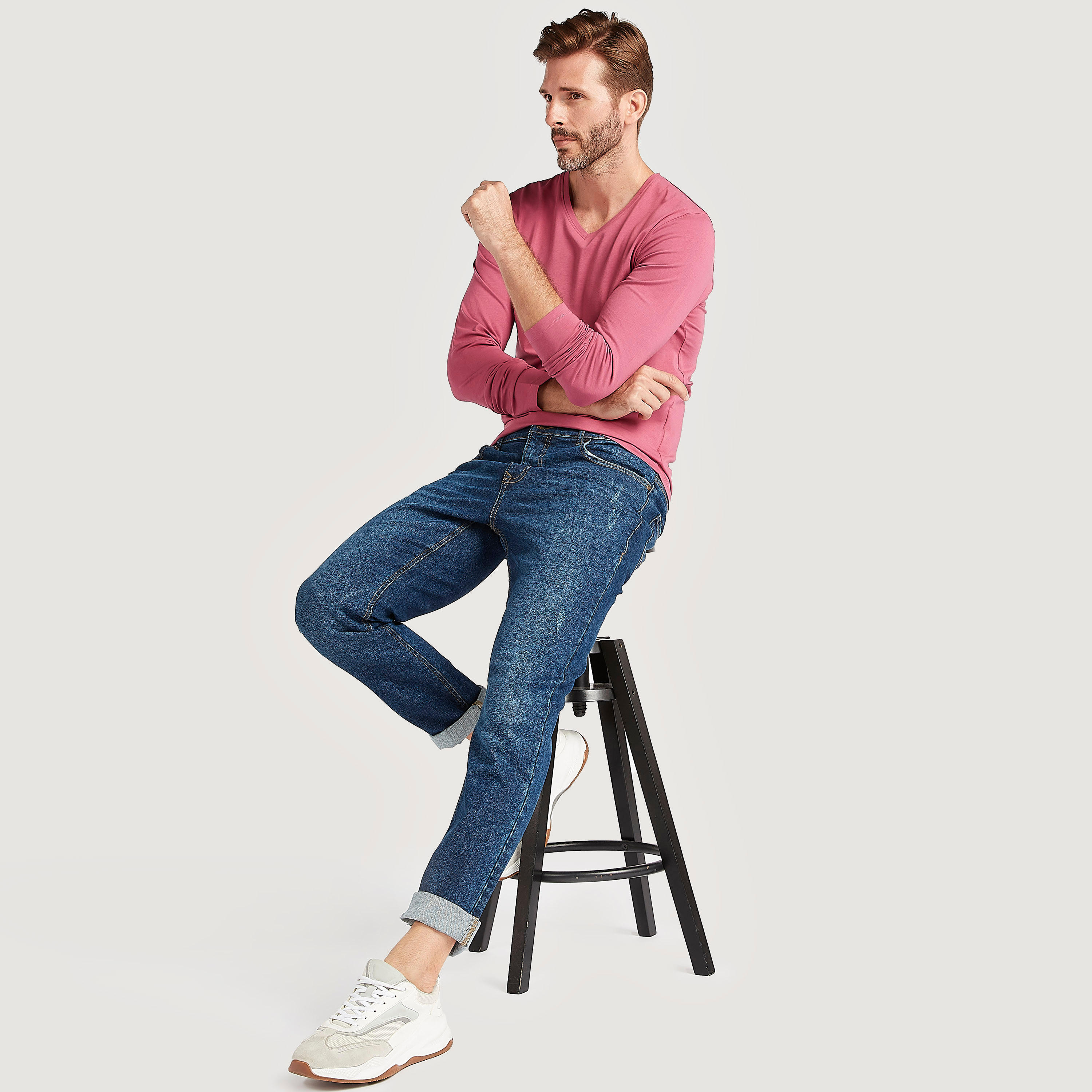 تيشيرت سادة بياقة v وأكمام طويلة-men-clothing-tshirtsandpolos-tshirts-image-5
