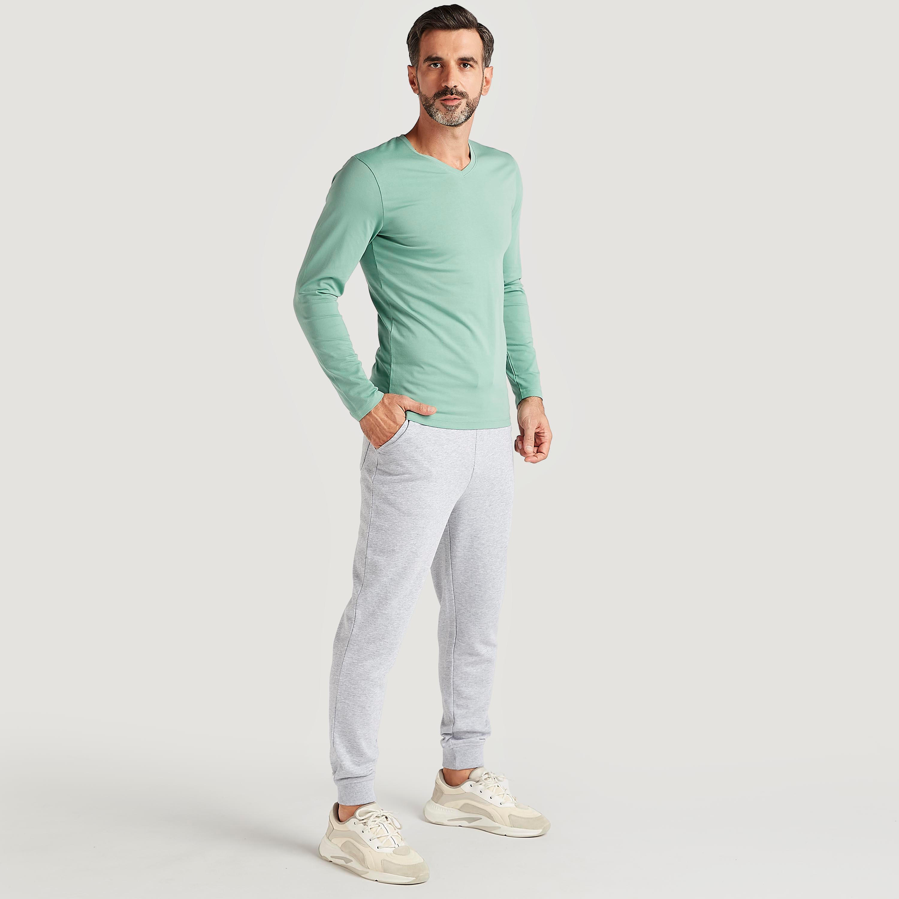 بنطلون رياضي سادة برباط إغلاق وجيوب-men-clothing-bottoms-joggers-image-3