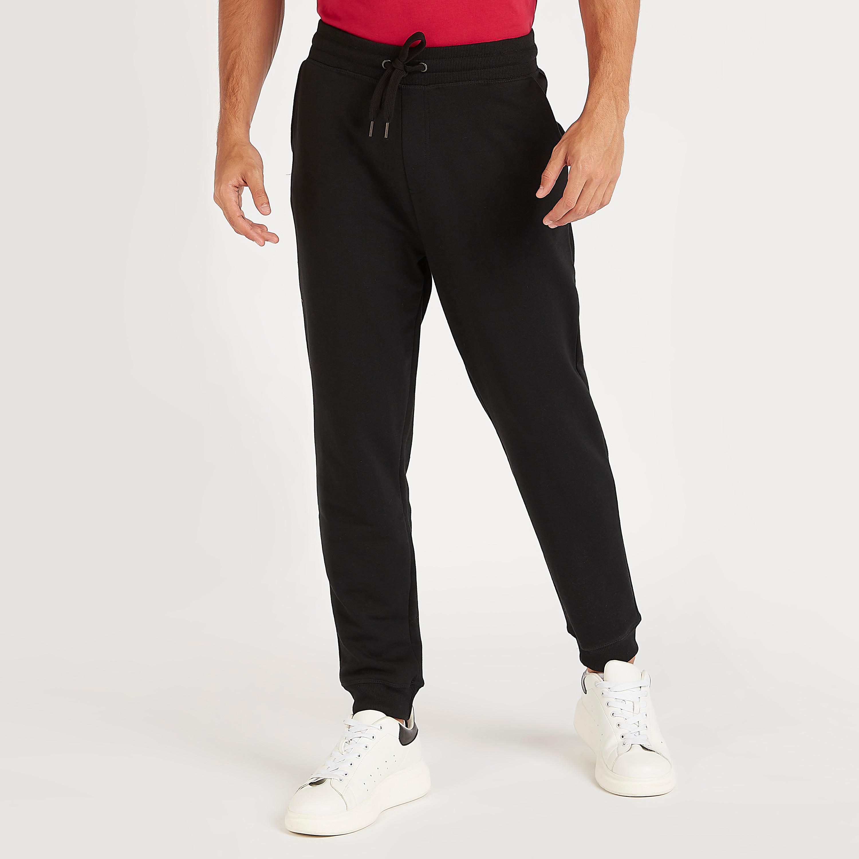 Solid Joggers with Pockets and Drawstring Closure-men-clothing-bottoms-joggers-image-1