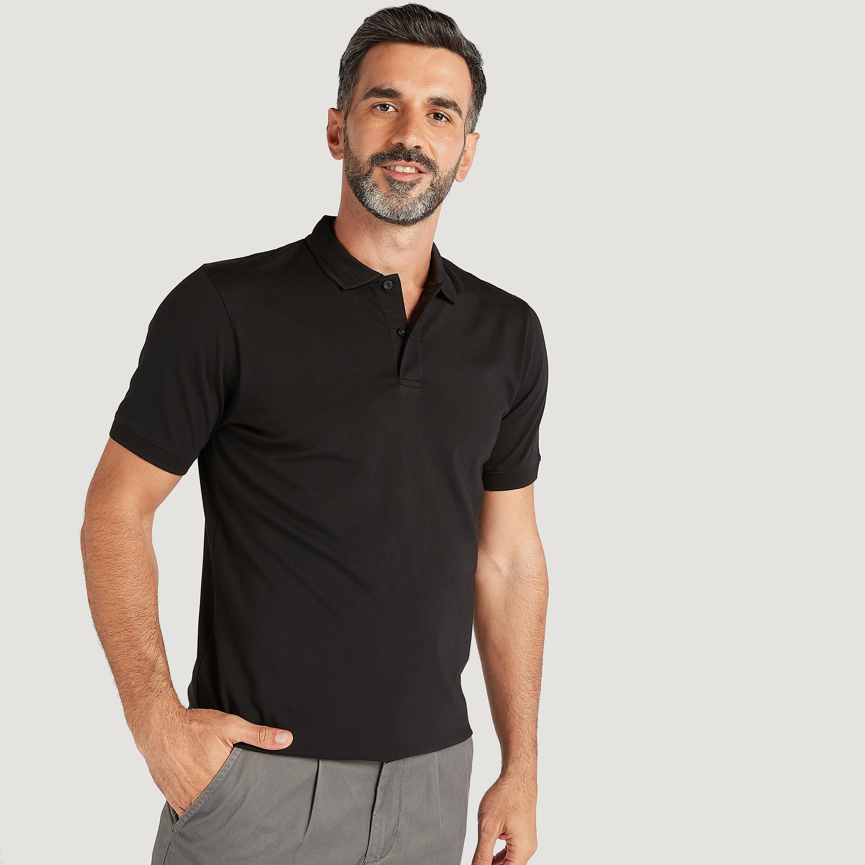 Solid Polo T-shirt with Short Sleeves-men-clothing-tshirtsandpolos-polos-image-1