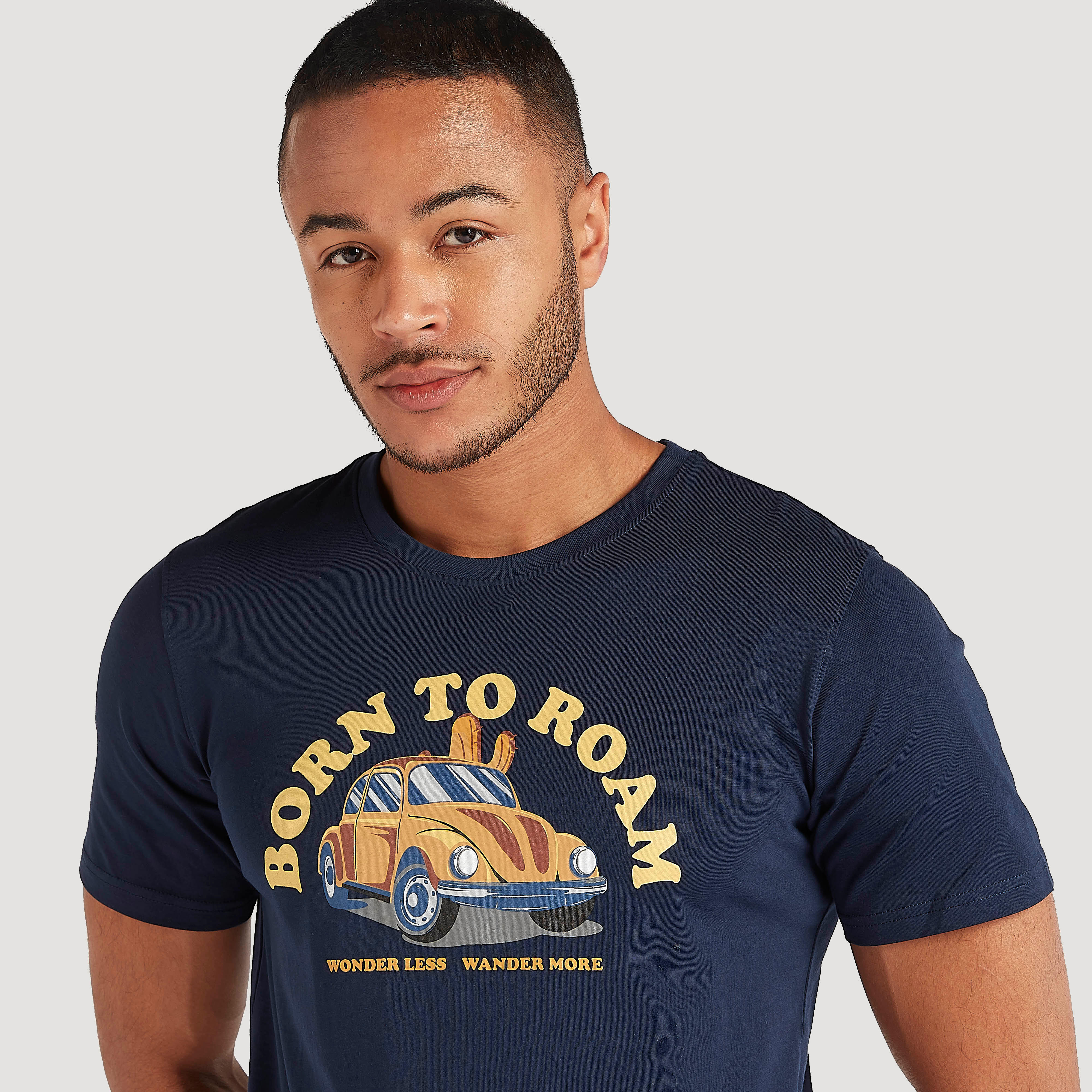 Graphic Printed Crew Neck T-shirt with Short Sleeves-men-clothing-tshirtsandpolos-tshirts-image-3