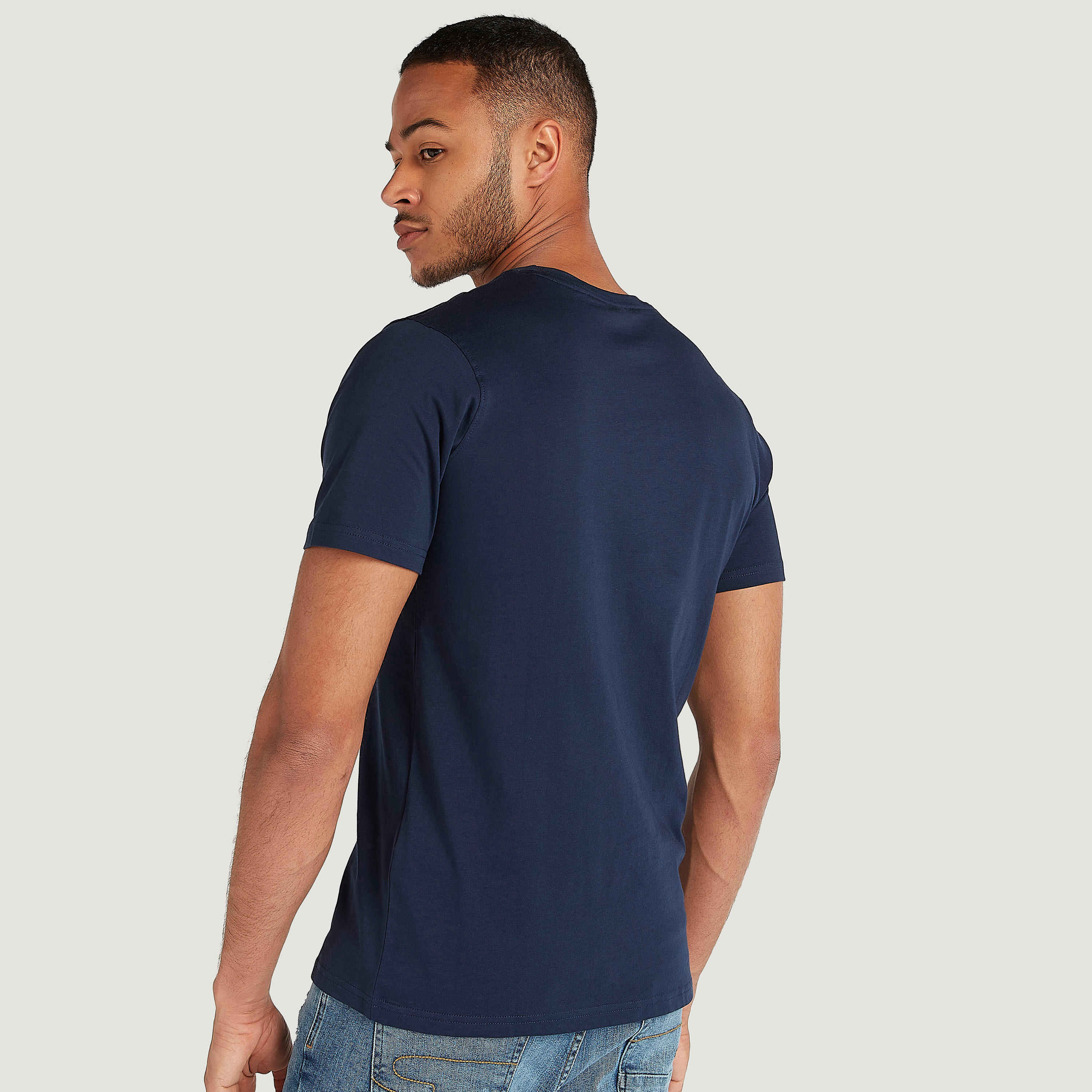 Graphic Printed Crew Neck T-shirt with Short Sleeves-men-clothing-tshirtsandpolos-tshirts-image-4