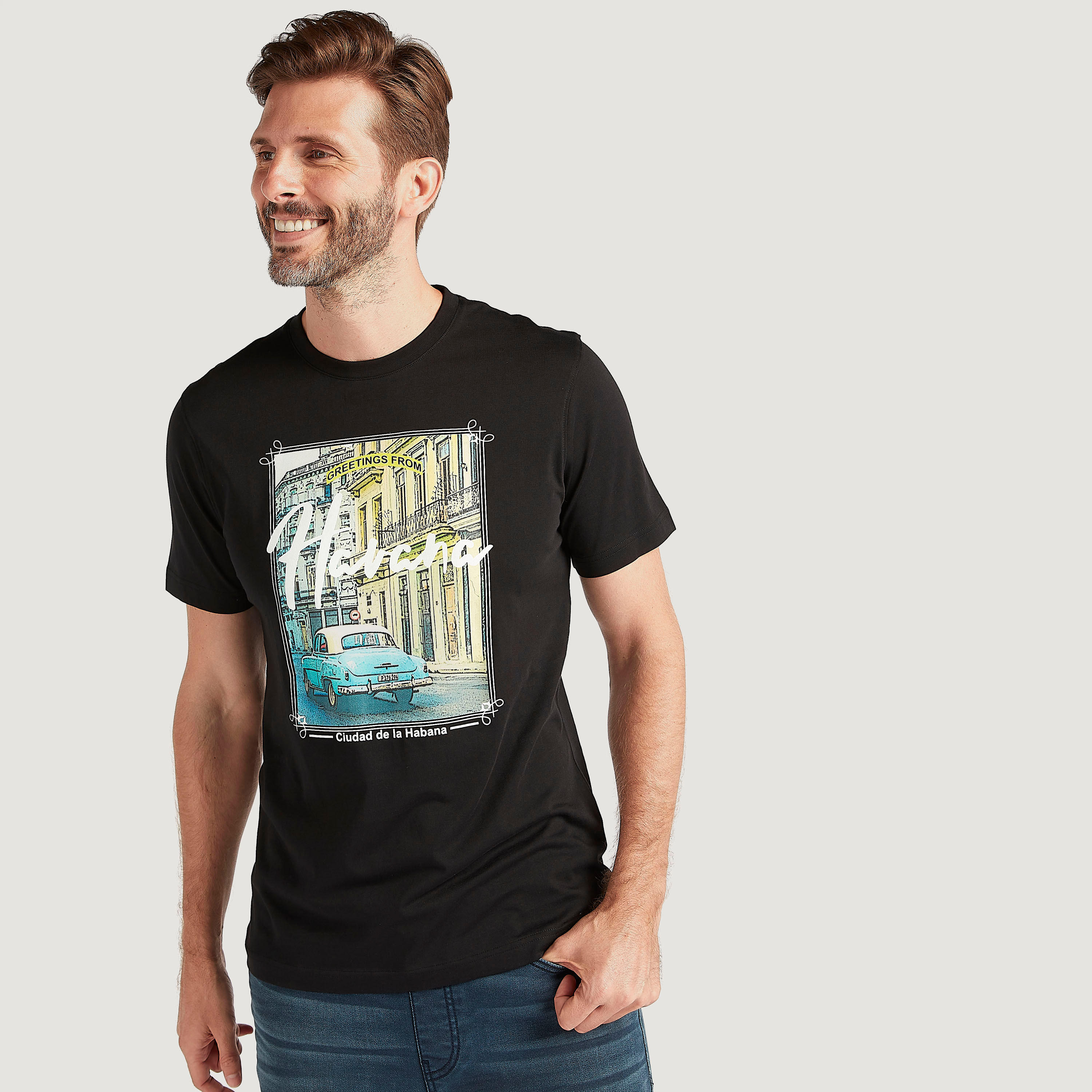 Graphic Print T-shirt with Short Sleeves and Crew Neck-men-clothing-tshirtsandpolos-tshirts-image-1