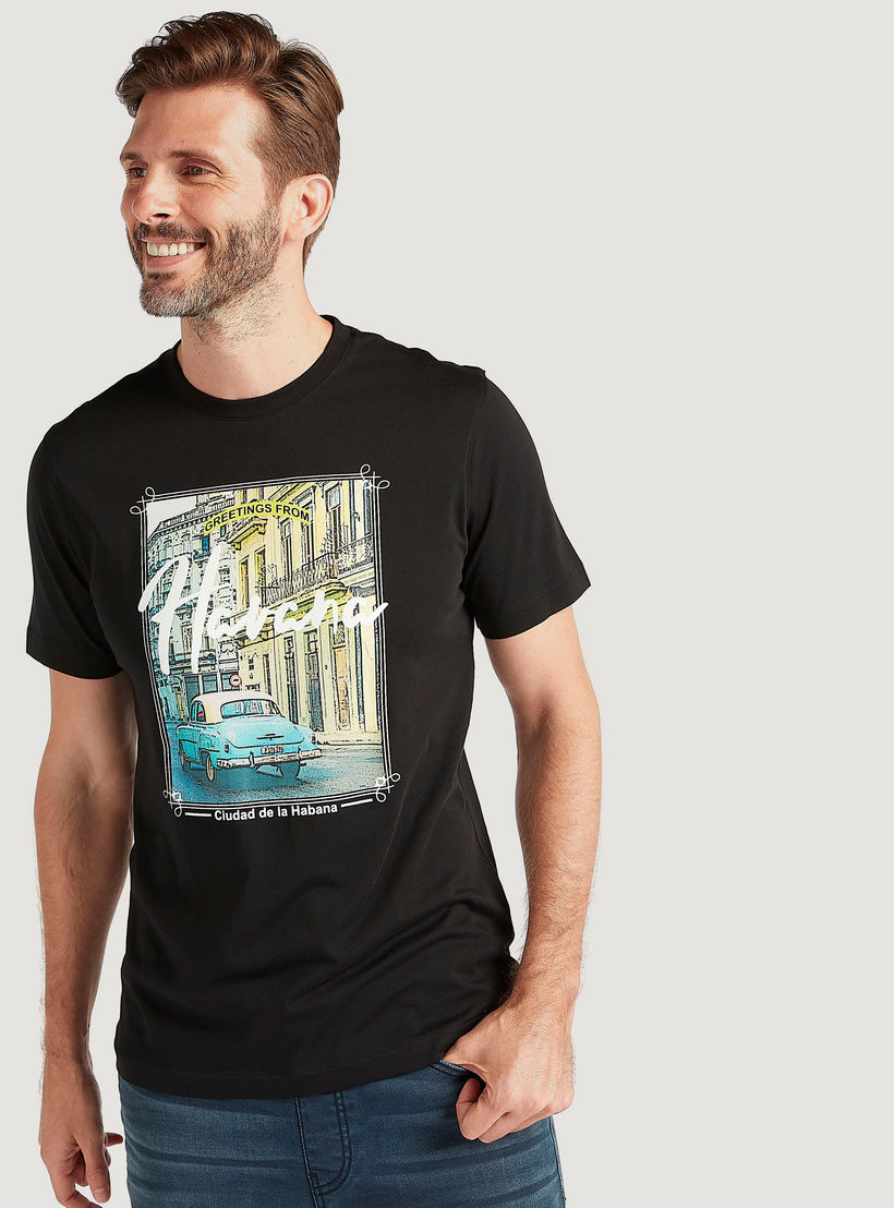 Graphic Print T-shirt with Short Sleeves and Crew Neck-men-clothing-tshirtsandpolos-tshirts-image-1