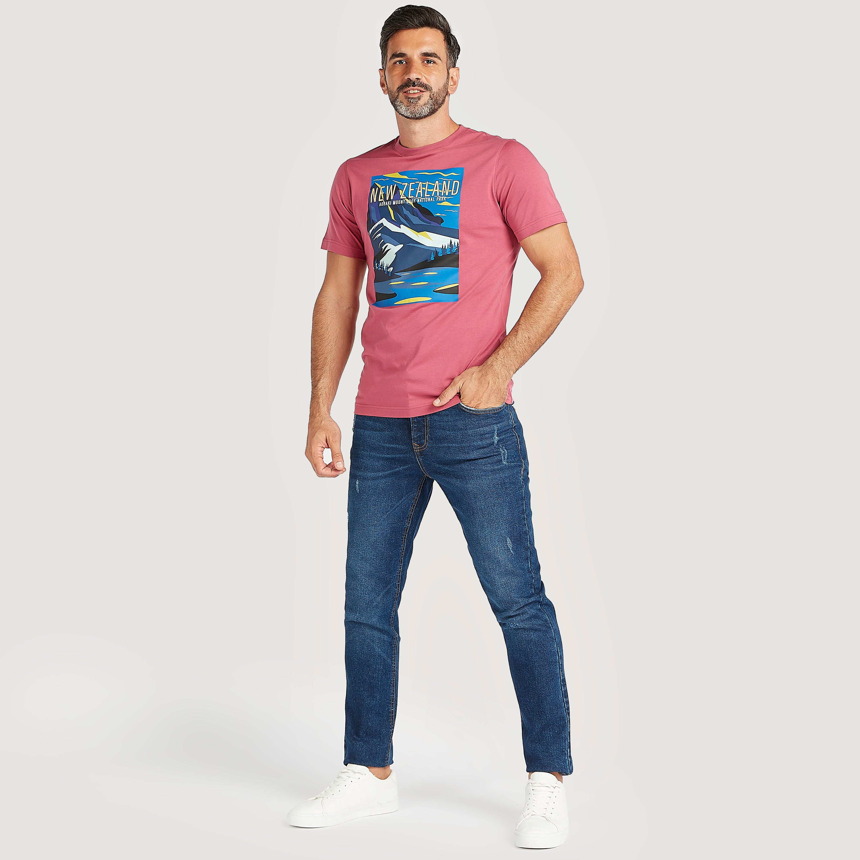 Graphic Print T-shirt with Short Sleeves and Crew Neck-men-clothing-tshirtsandpolos-tshirts-image-2