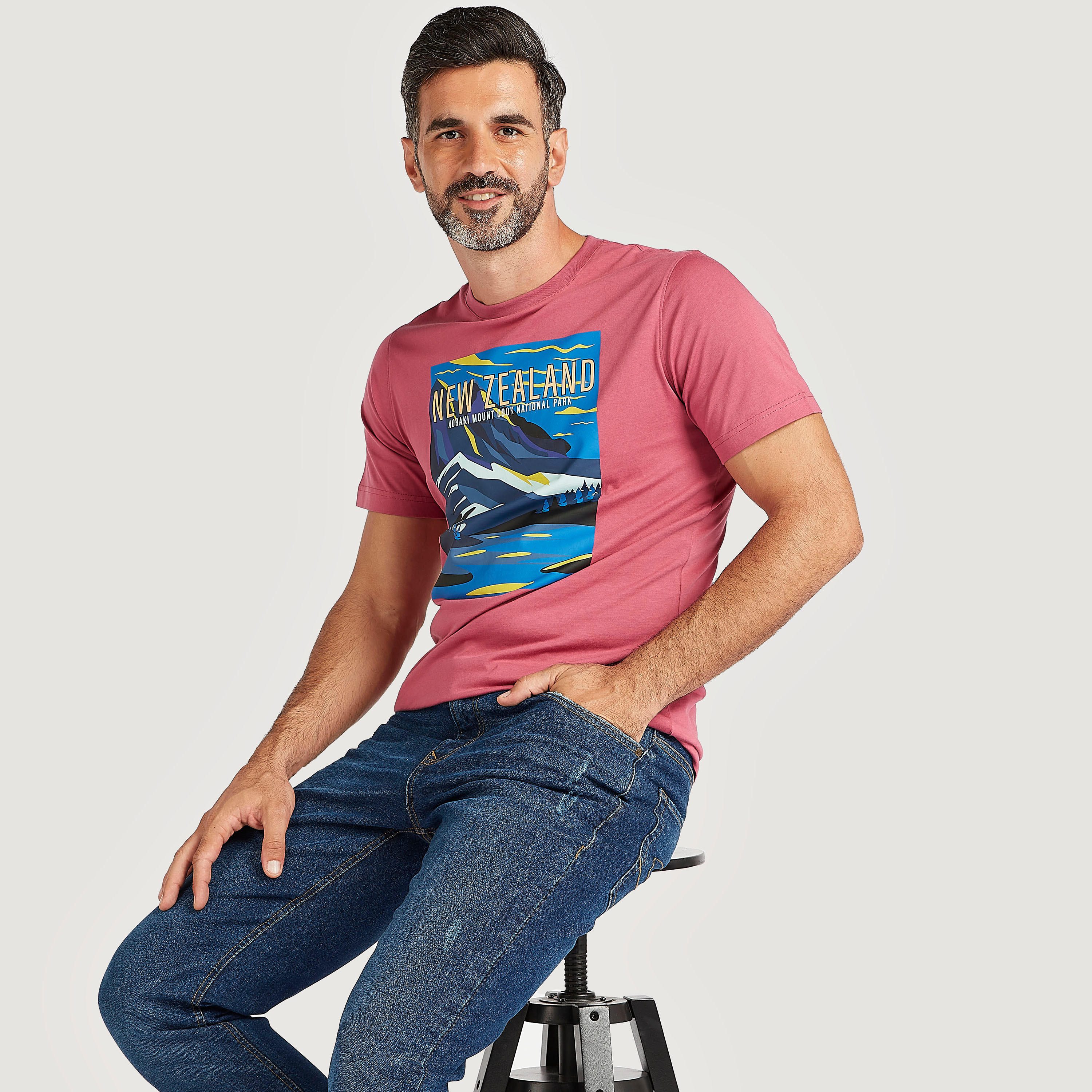 Graphic Print T-shirt with Short Sleeves and Crew Neck-men-clothing-tshirtsandpolos-tshirts-image-5