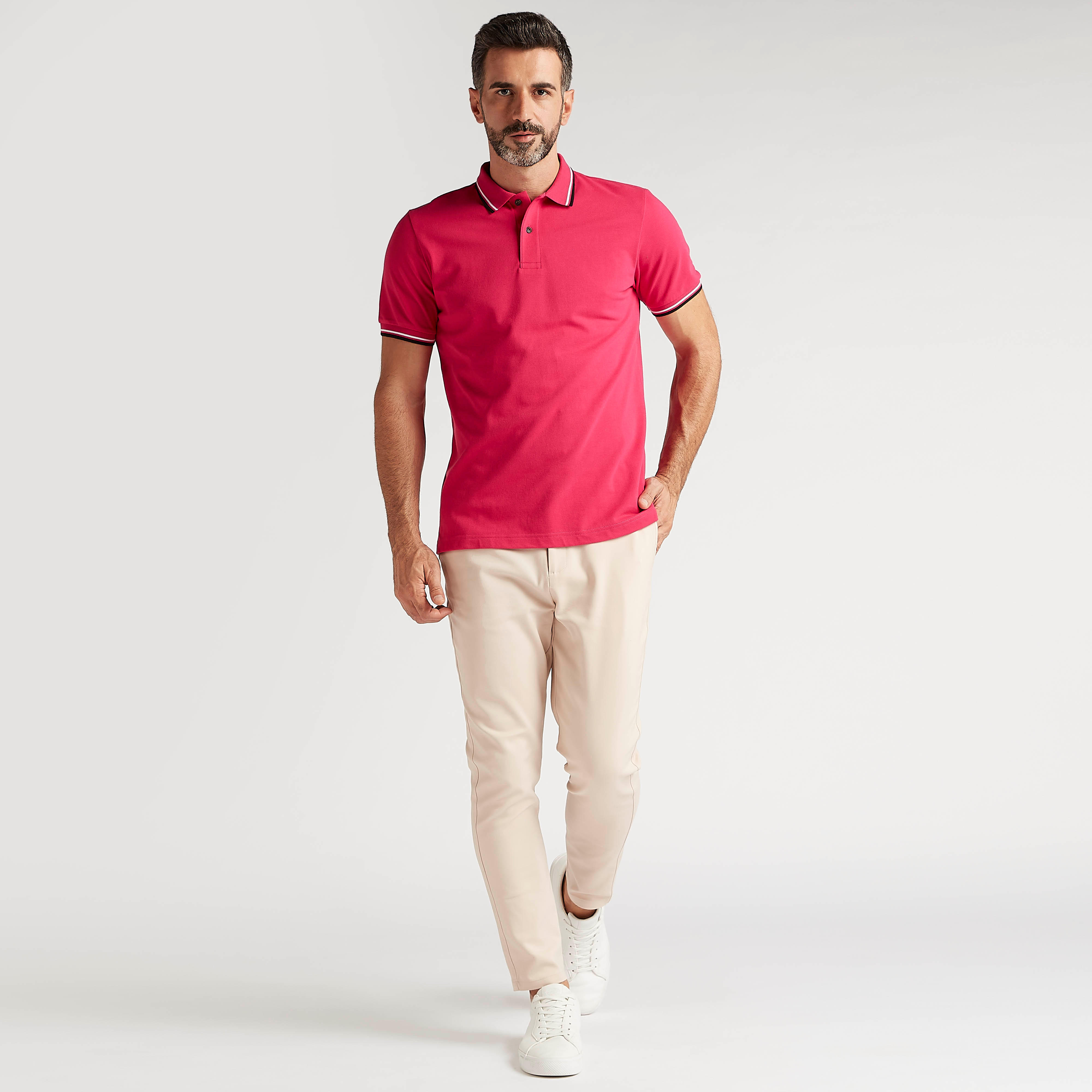 Solid Polo T-shirt with Short Sleeves-men-clothing-tshirtsandpolos-polos-image-2