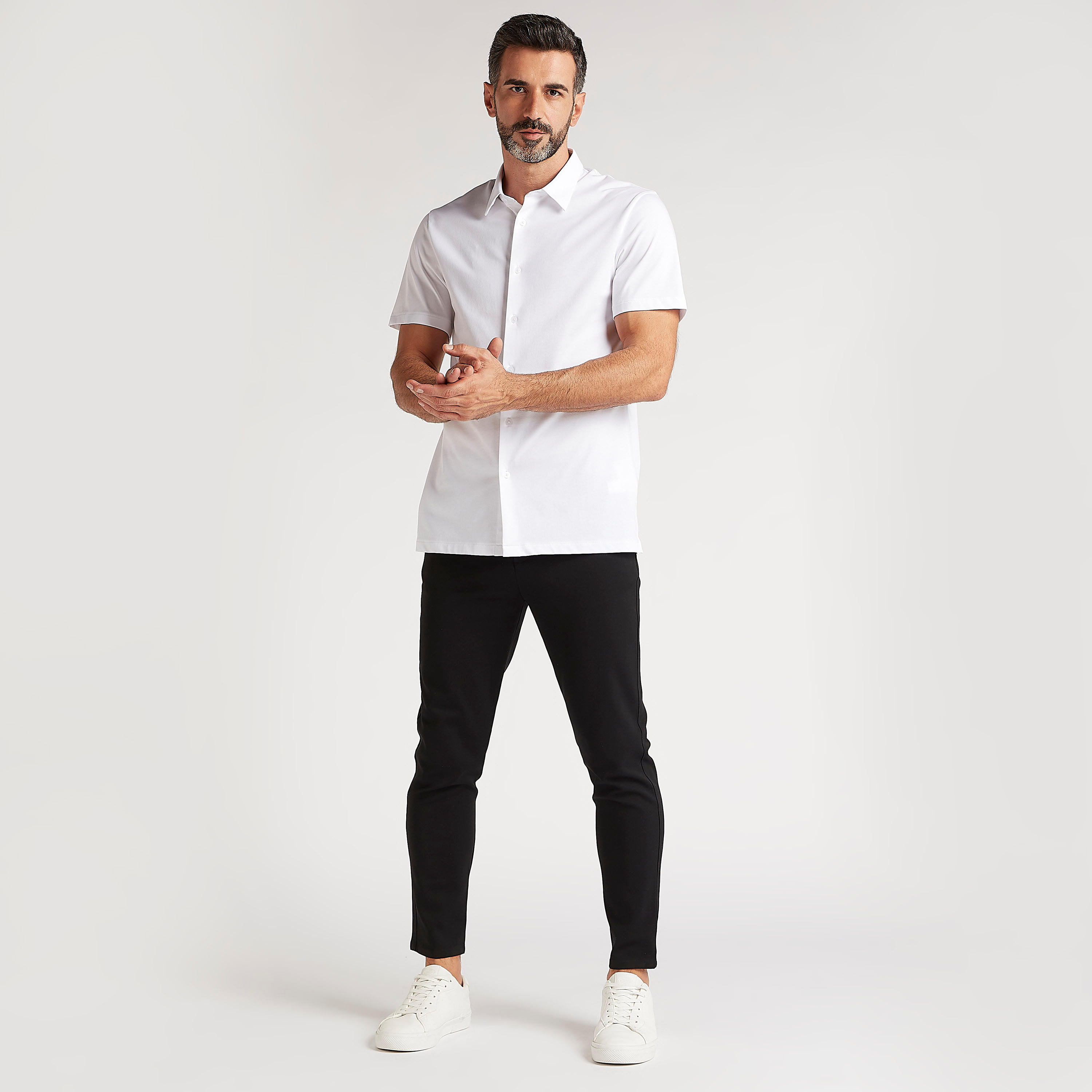 قميص بارز الملمس بياقة عادية وأكمام قصيرة-men-clothing-shirts-image-3