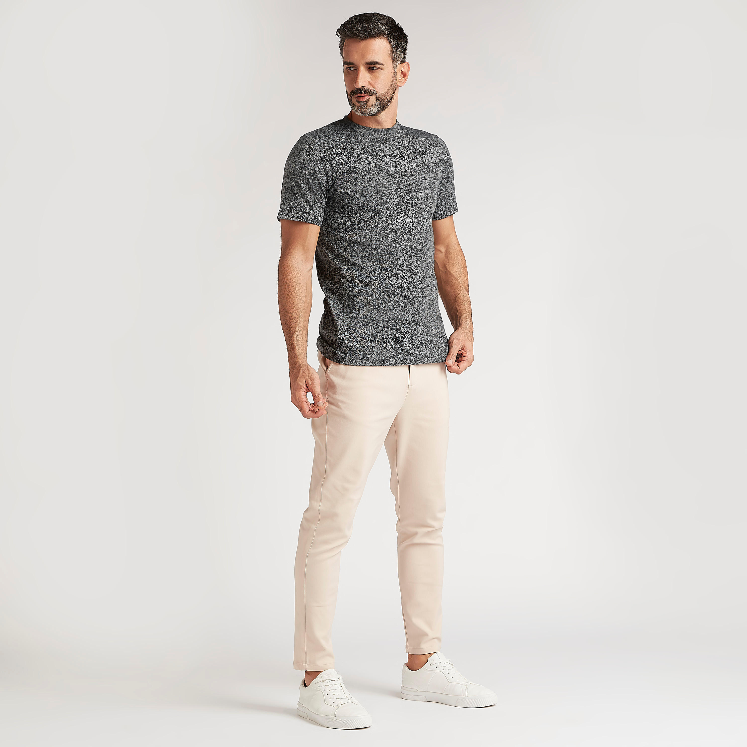 Textured Crew Neck T-shirt with Short Sleeves-men-clothing-tshirtsandpolos-tshirts-image-2