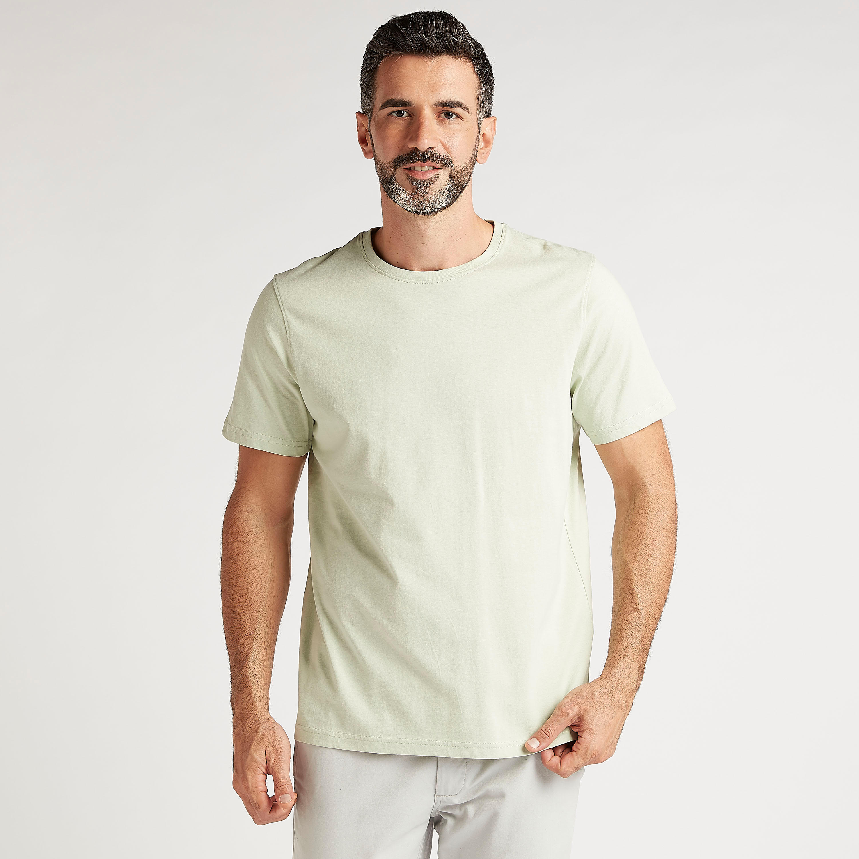 Solid T-shirt with Crew Neck and Short Sleeves-men-clothing-tshirtsandpolos-tshirts-image-1