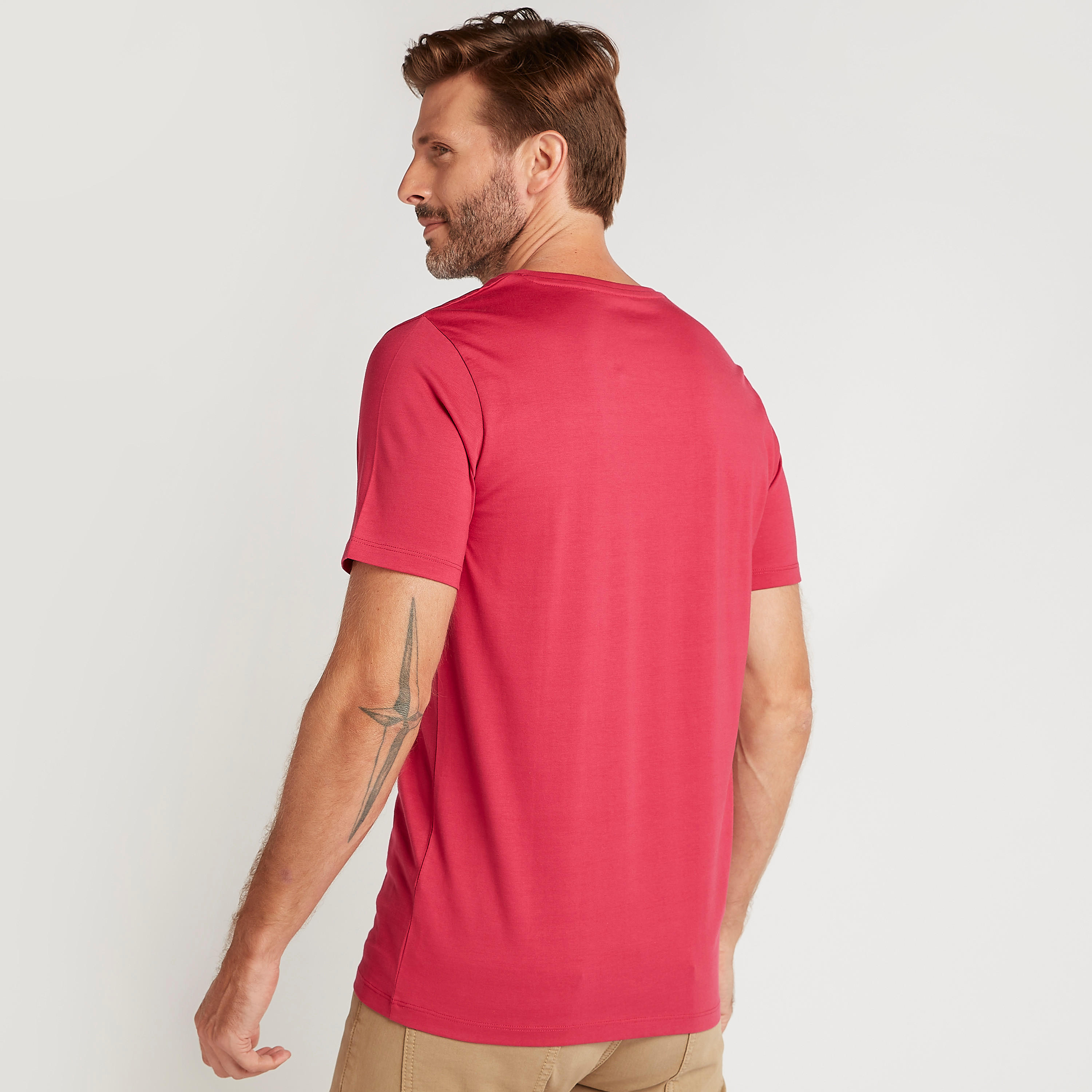 Solid T-shirt with Short Sleeves and V-neck-men-clothing-tshirtsandpolos-tshirts-image-4