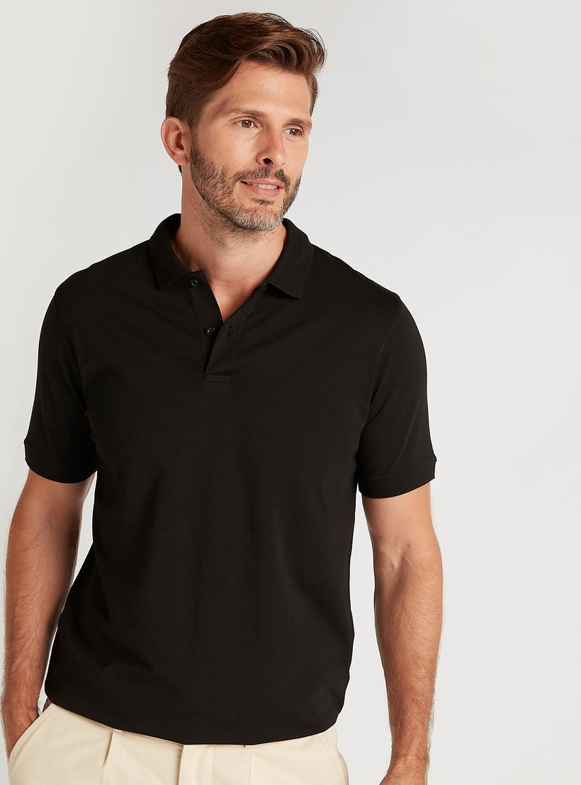 تيشيرت بولو سادة بأكمام قصيرة-men-clothing-tshirtsandpolos-polos-image-1