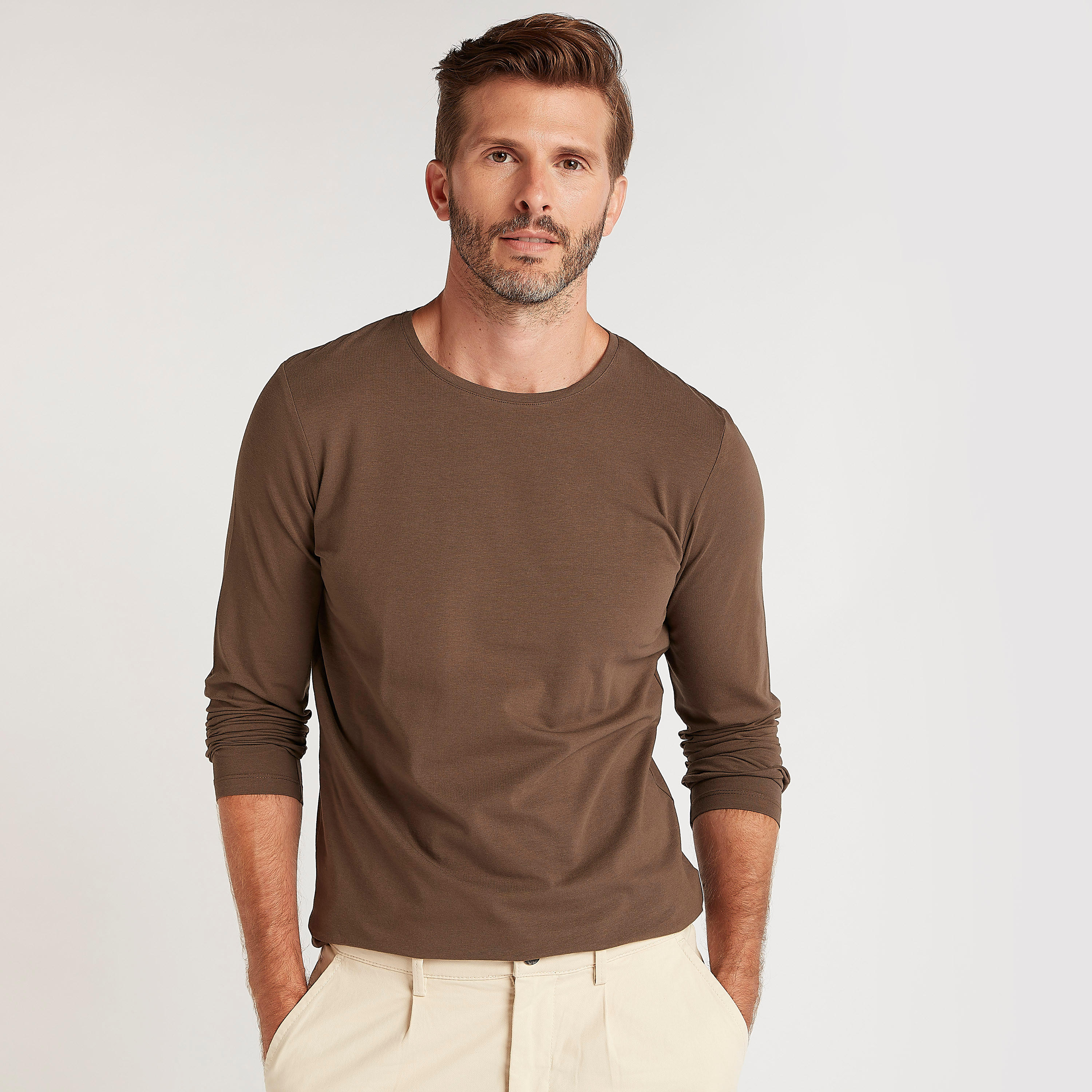 تيشيرت سادة بياقة ضيّقة وأكمام طويلة-men-clothing-tshirtsandpolos-tshirts-image-1